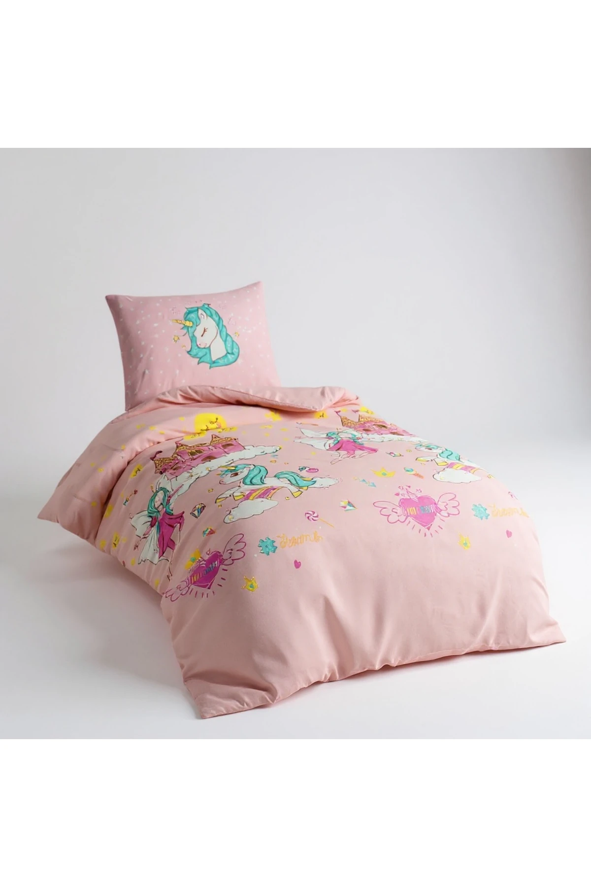 Junior Nevresim Seti Tek Kişilik Unicorn Dreams Pembe