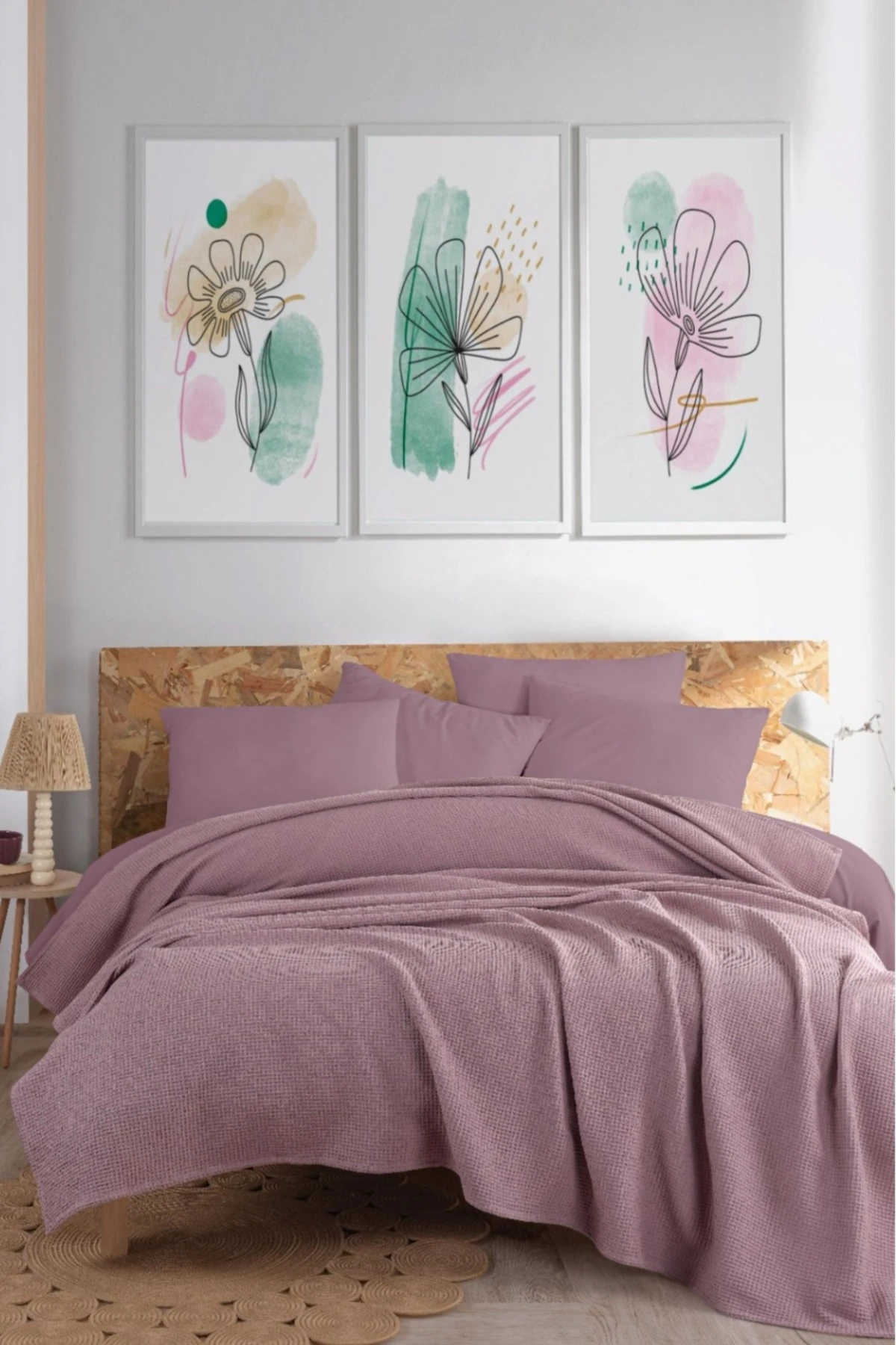 Pike Örtü Çift Kişilik 200x230cm Karde Mürdüm Ecocel