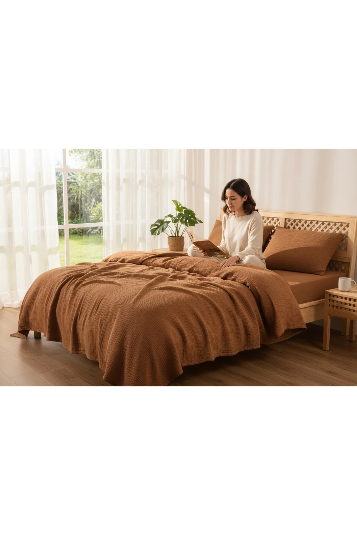 Müslin Tek Kişilik Yatak Örtüsü Seti 2 Parça, Yazlık Yastık Kılıfı Ve Pike Takımı 180 X 230 Cm,