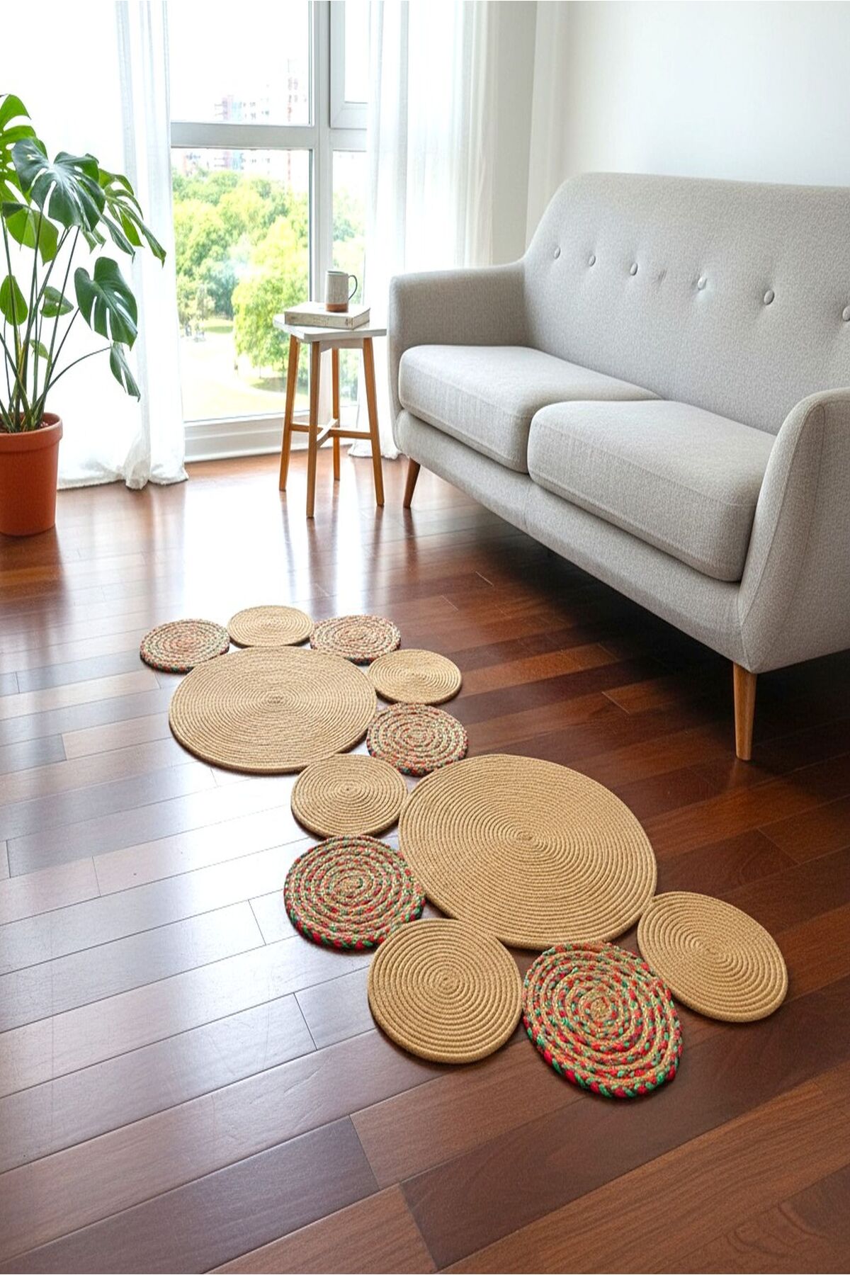 Doğal Hasır Jüt Polip Halı Kilim Paspas Comfort