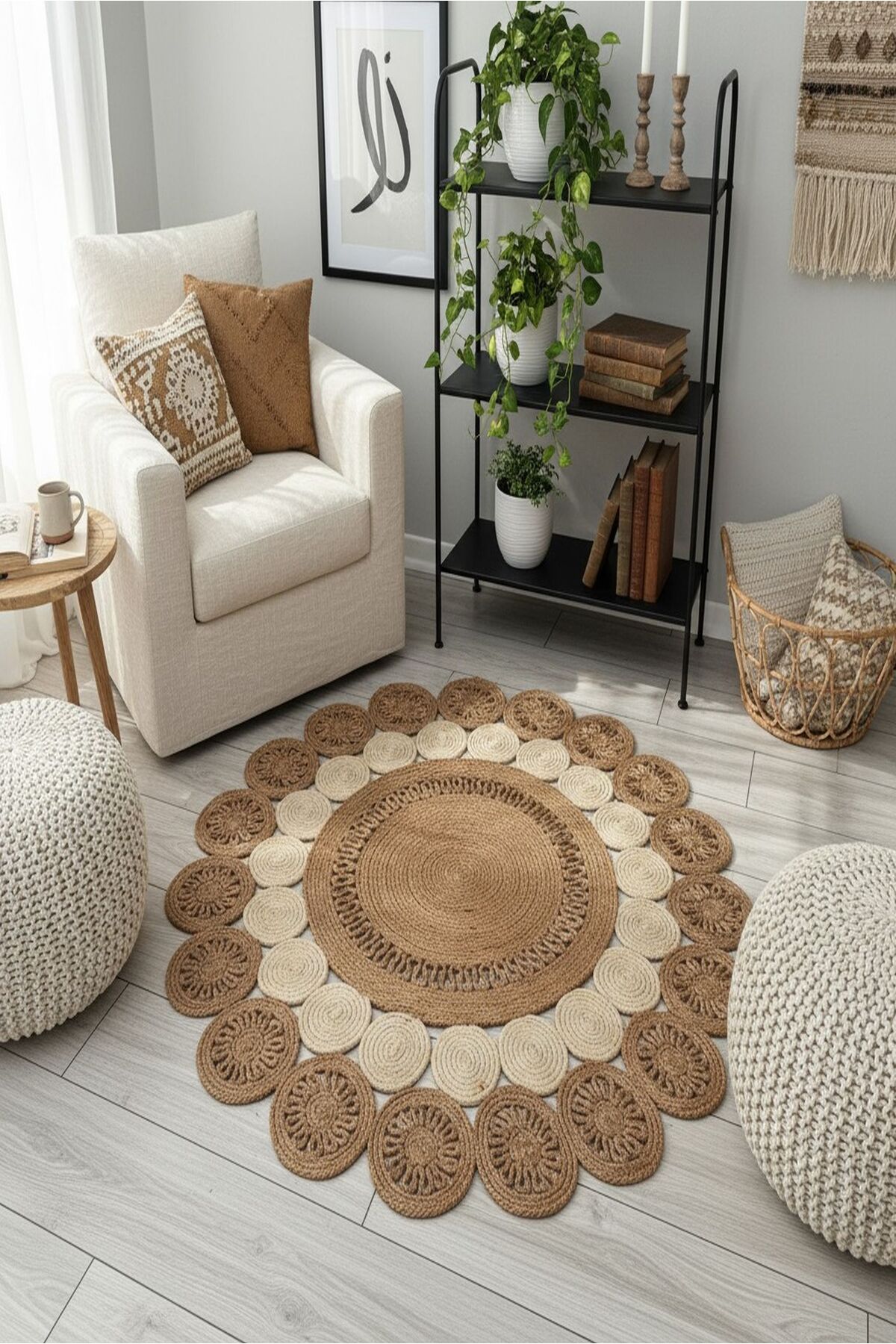 Doğal Hasır Jüt Polip Halı Kilim Paspas Comfort