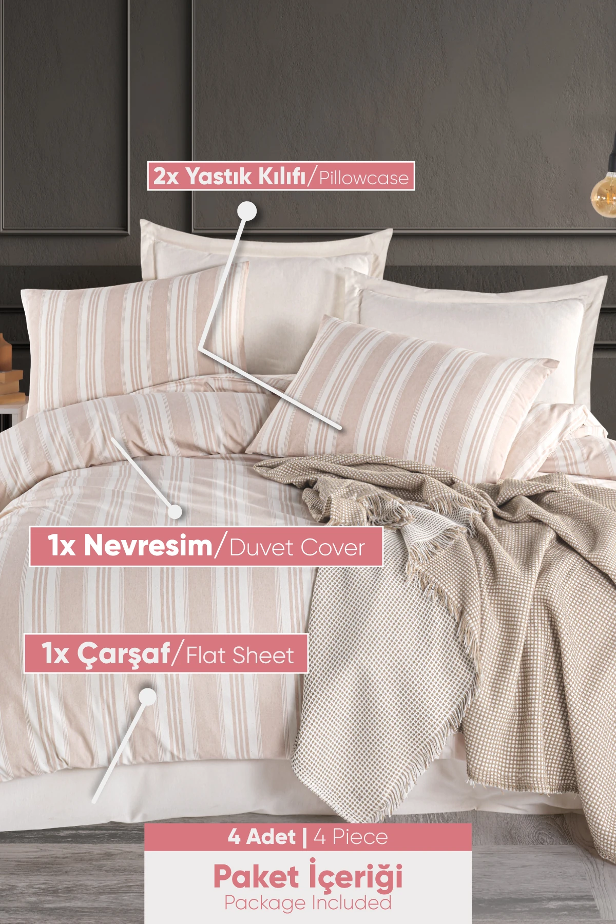 Soft Line Sport Çizgili Nevresim Takımı Çift Kişilik