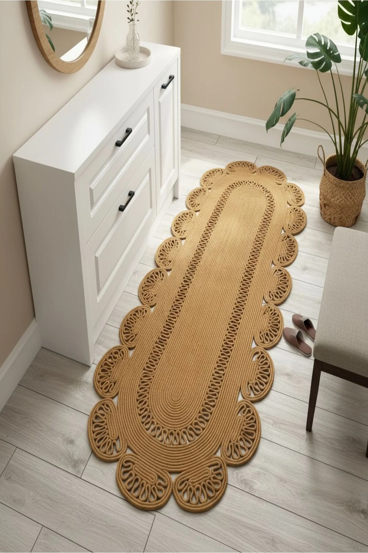 Doğal Hasır Jüt Polip Halı Kilim Paspas Comfort