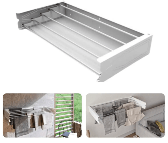 Katlanabilir Çamaşır Kurutmalığı 95 Cm | Beyaz Metal Dekoratif Askılık