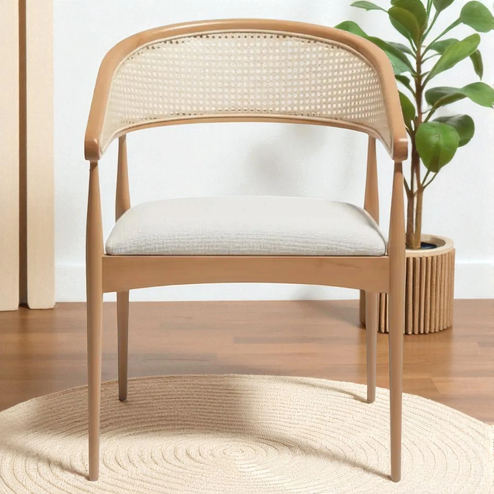 Gazel Doğal Meşe Rattan Sandalye