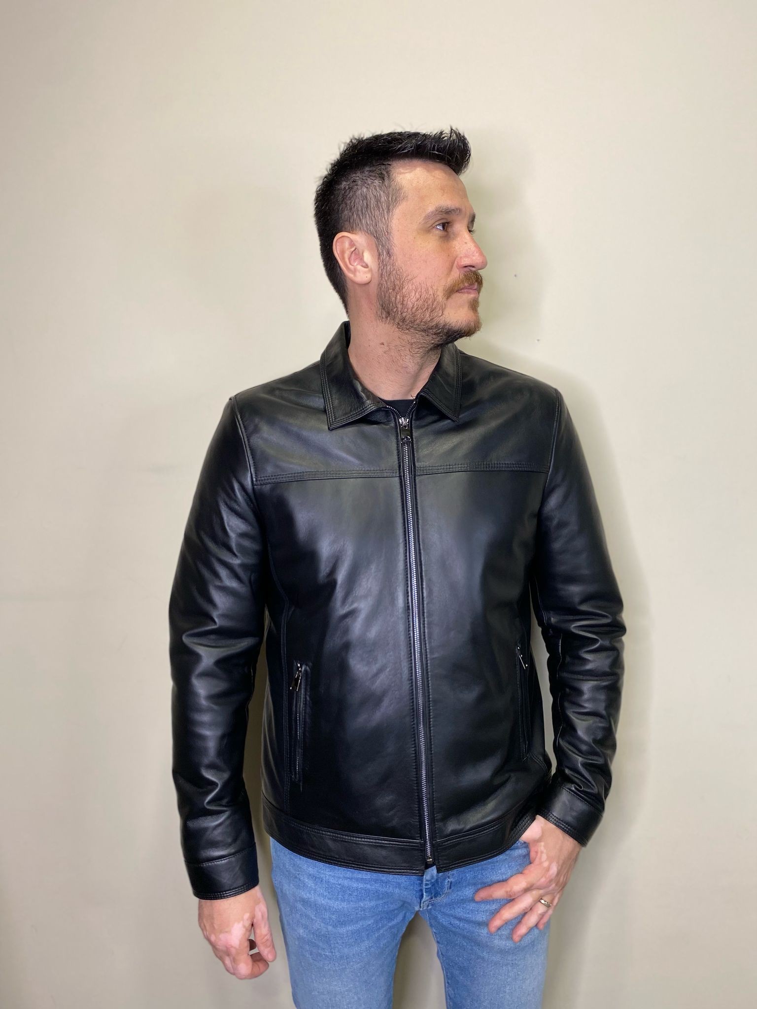Zaza Model Siyah Hakiki Deri Mont Fermuar Detaylı Deri Ceket 