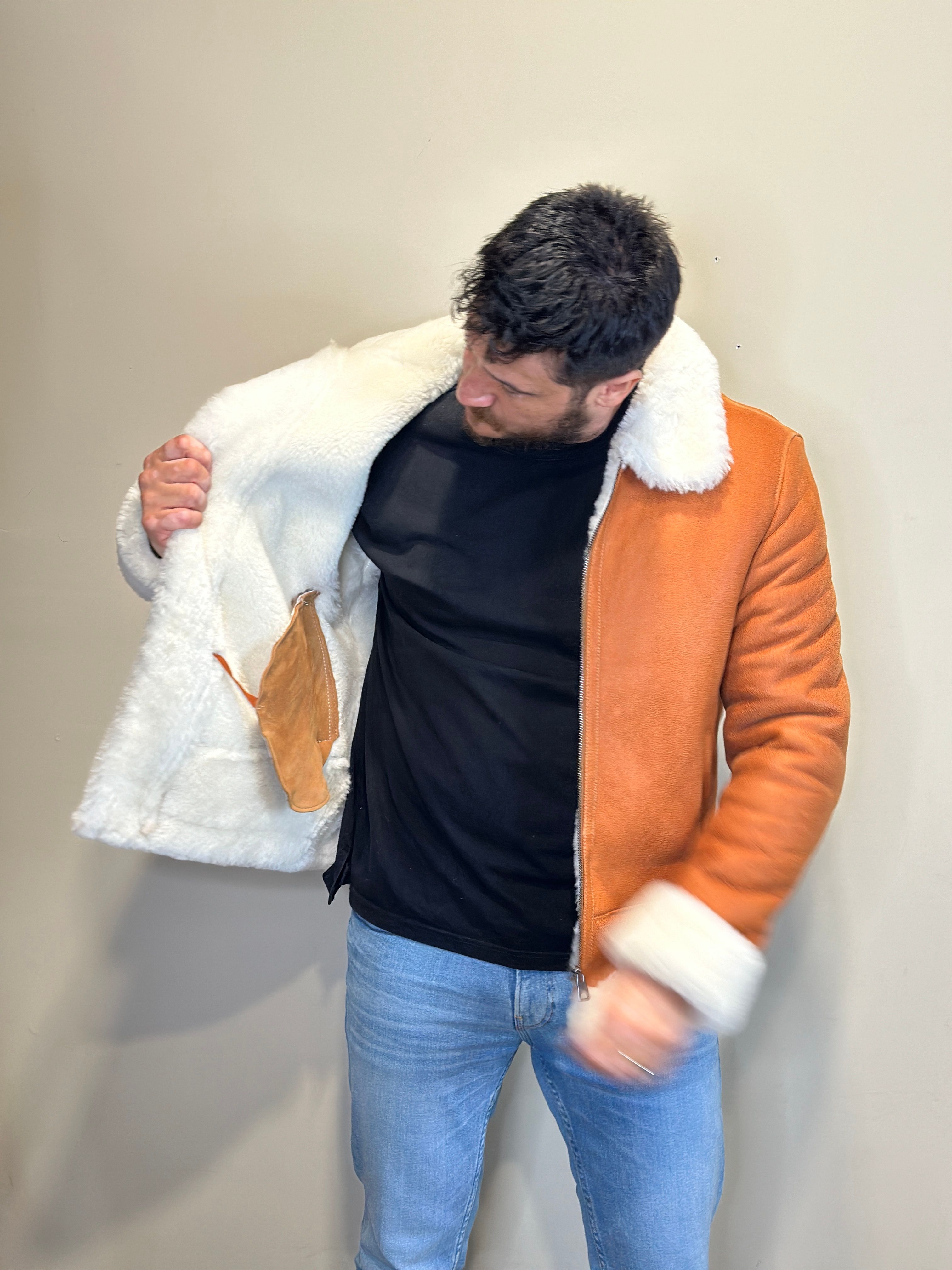 Gerçek Kürk Yakalı Napa Deri İçi Full Kürklü Ceket Erkek Mont