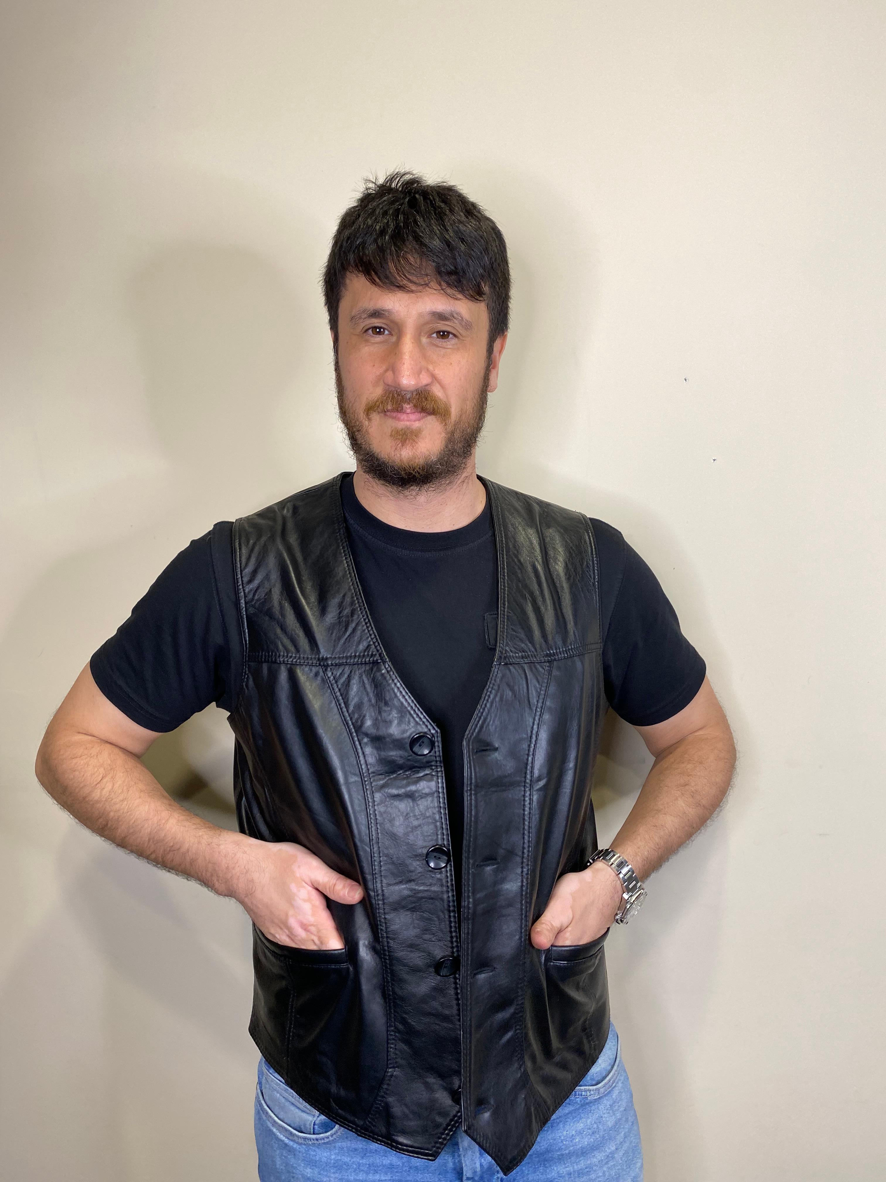 Hakiki Deri Siyah Titan Model Deri Yelek