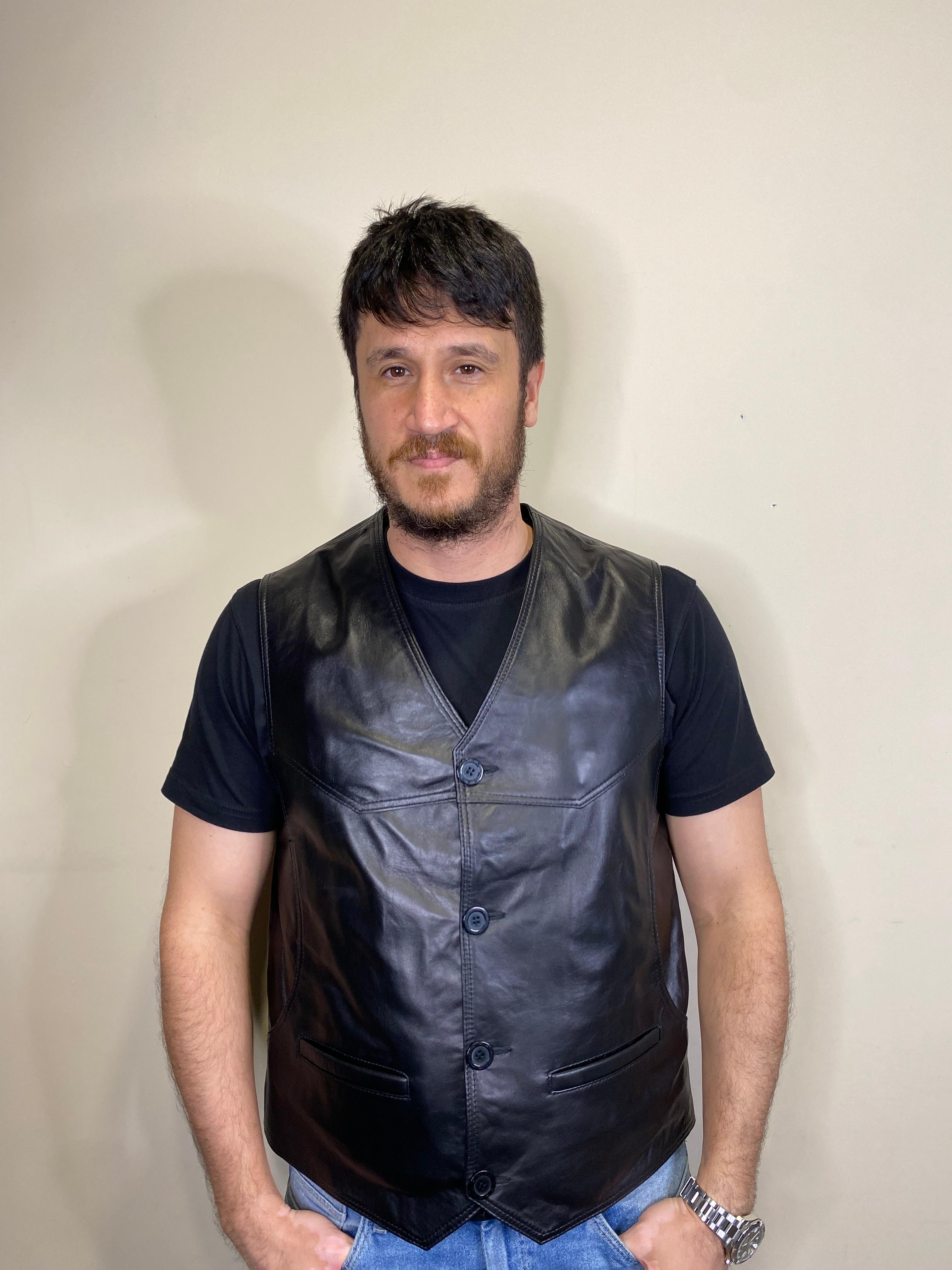 Hakiki Deri Siyah Titan 2 Model Deri Yelek