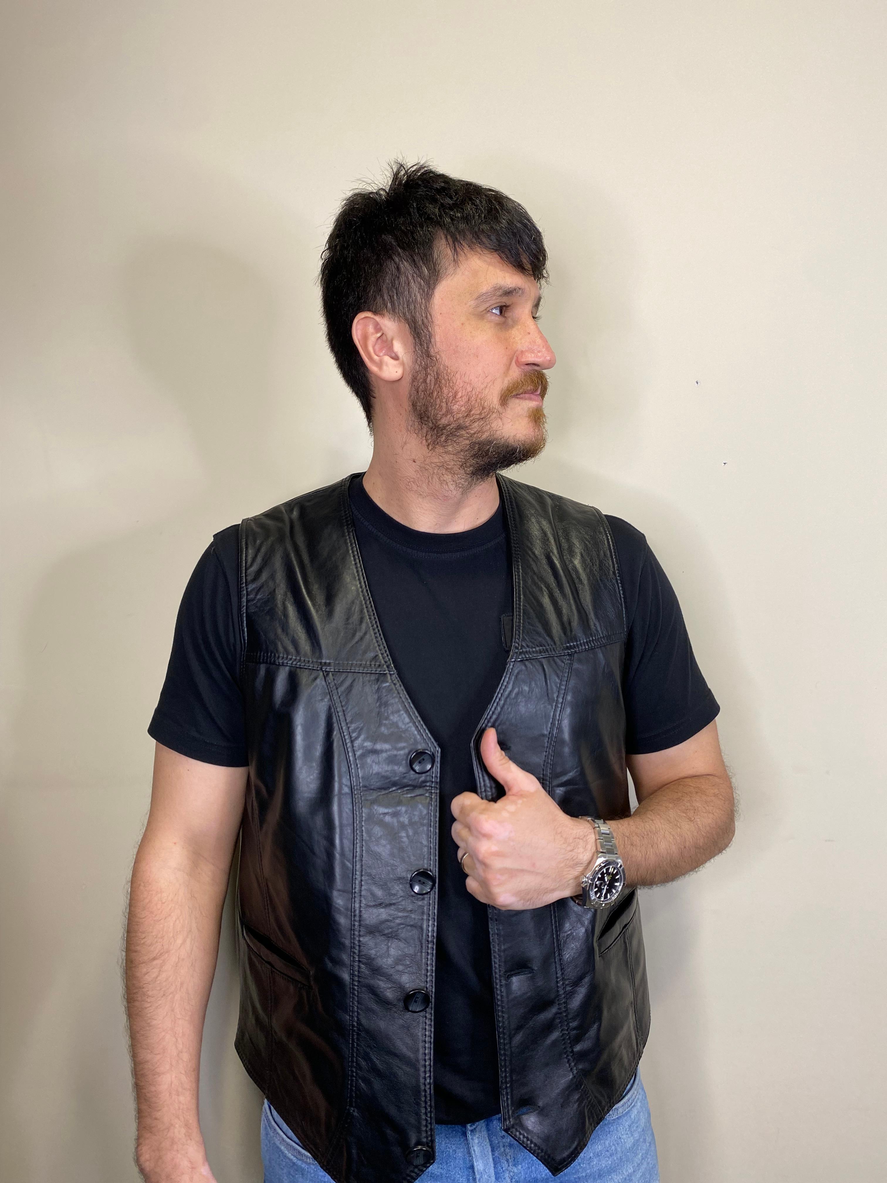 Hakiki Deri Siyah Titan Model Deri Yelek