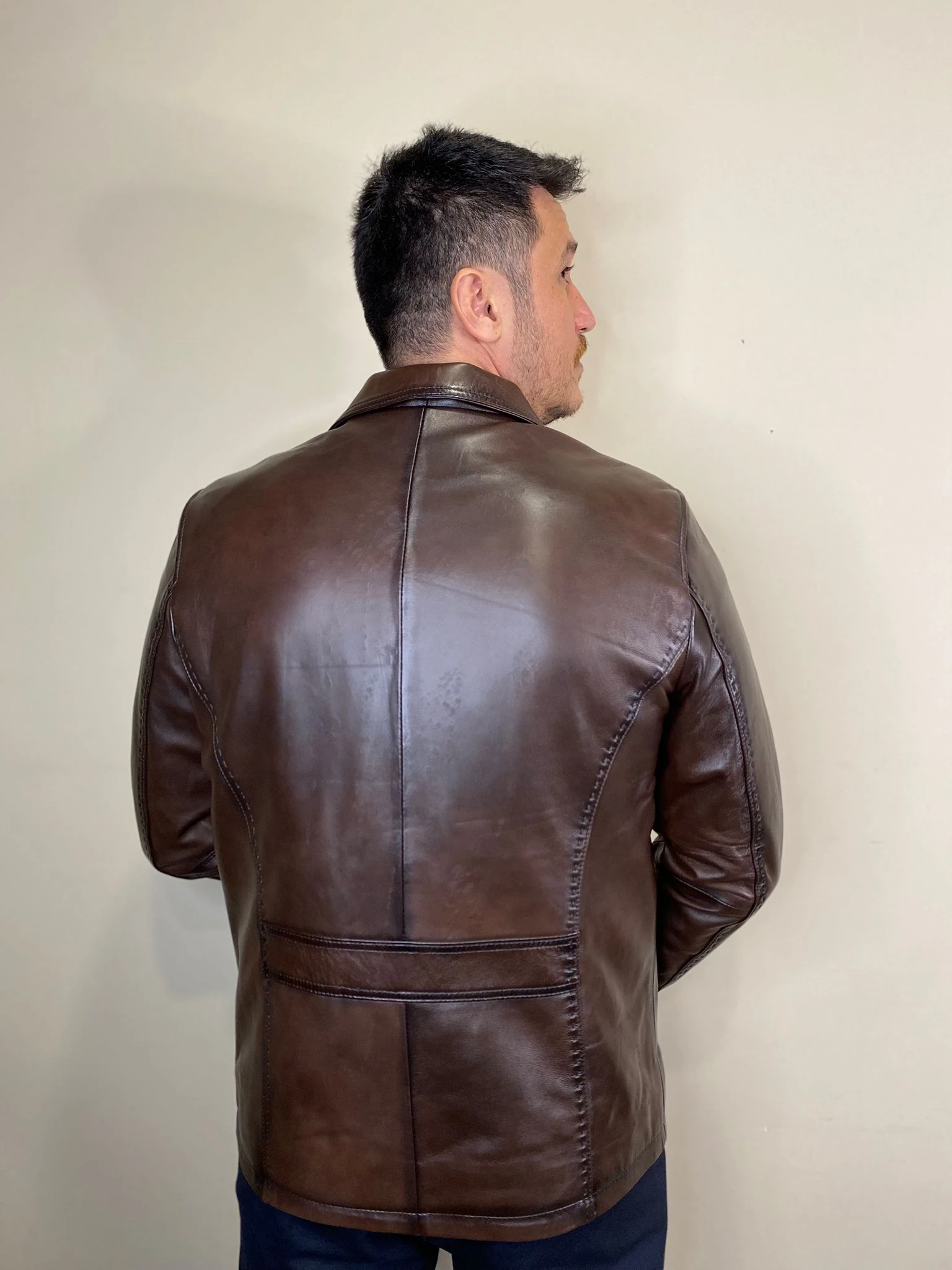 Ramo Model Kahverengi Hakiki Deri Mont Fermuar Detaylı Deri Ceket 