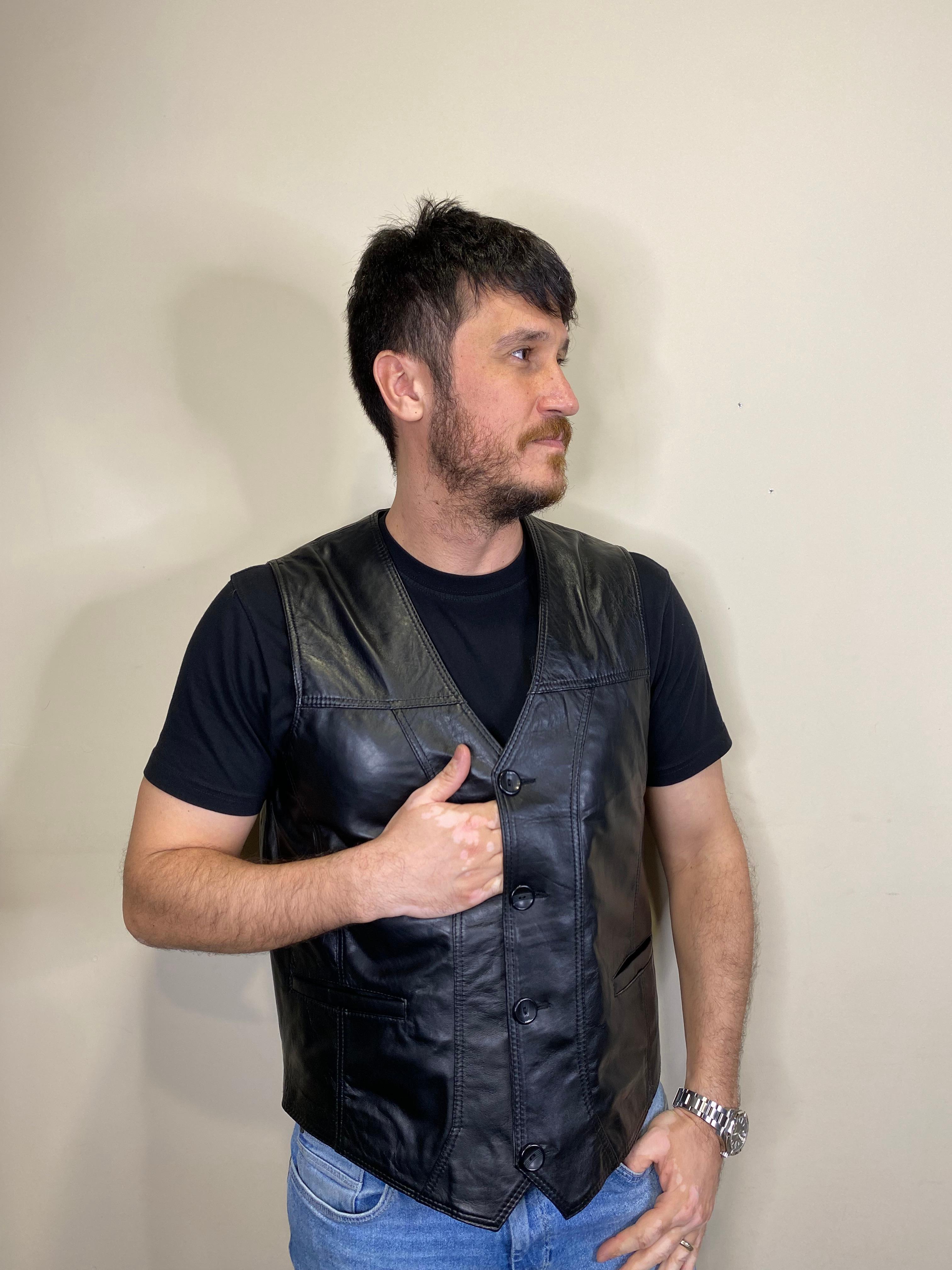 Hakiki Deri Siyah Titan Model Deri Yelek