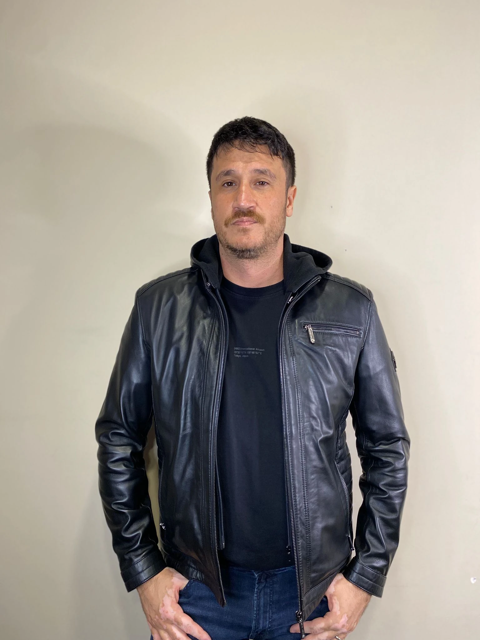 Kapşonlu Model Hakiki Deri Siyah Fermuar Detaylı Deri Mont Erkek Deri Ceket