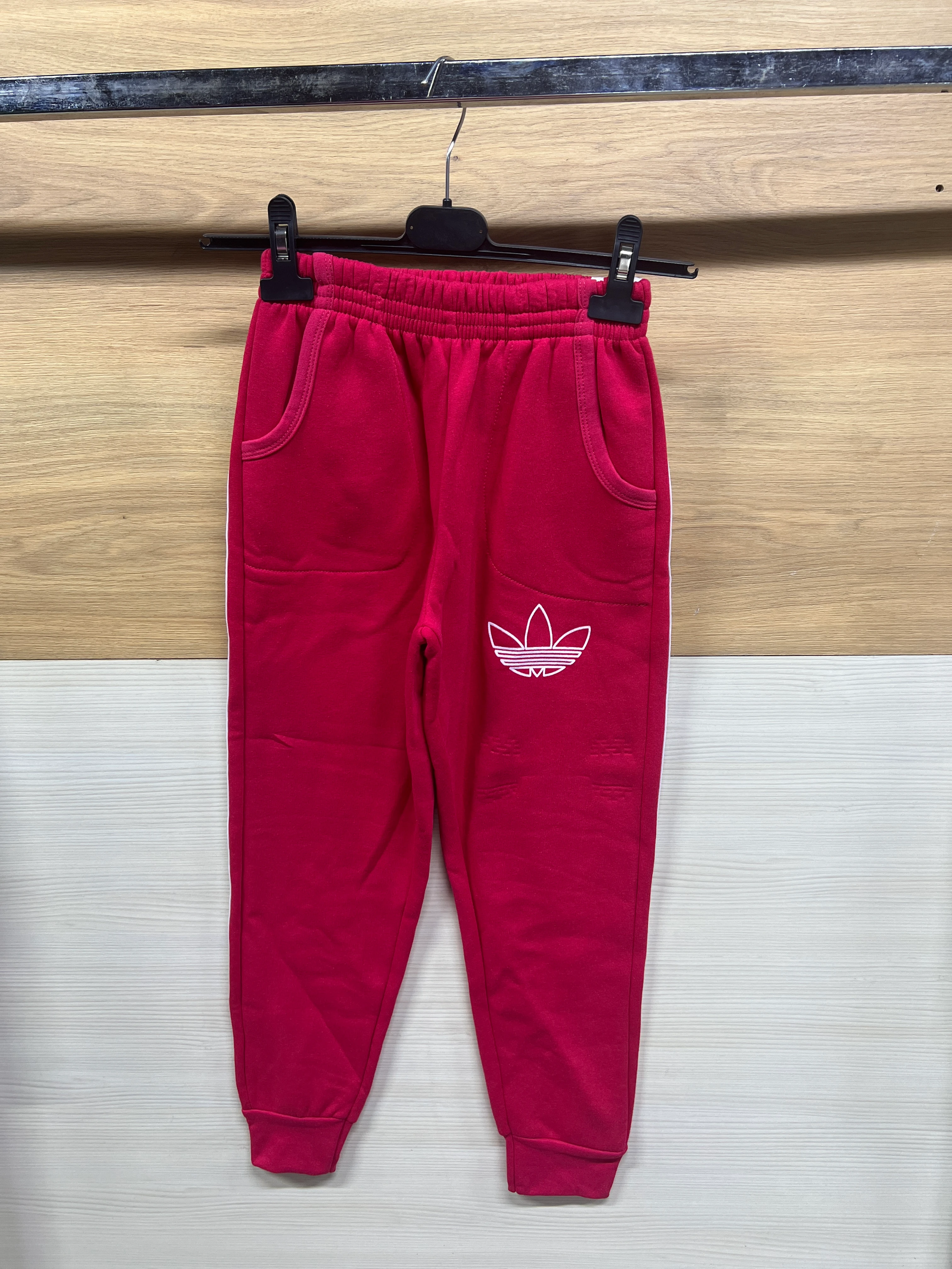 3 Çizgili Kapşonlu Kalın 3 ip Şardonlu Alt Üst Takım Nar çiceği