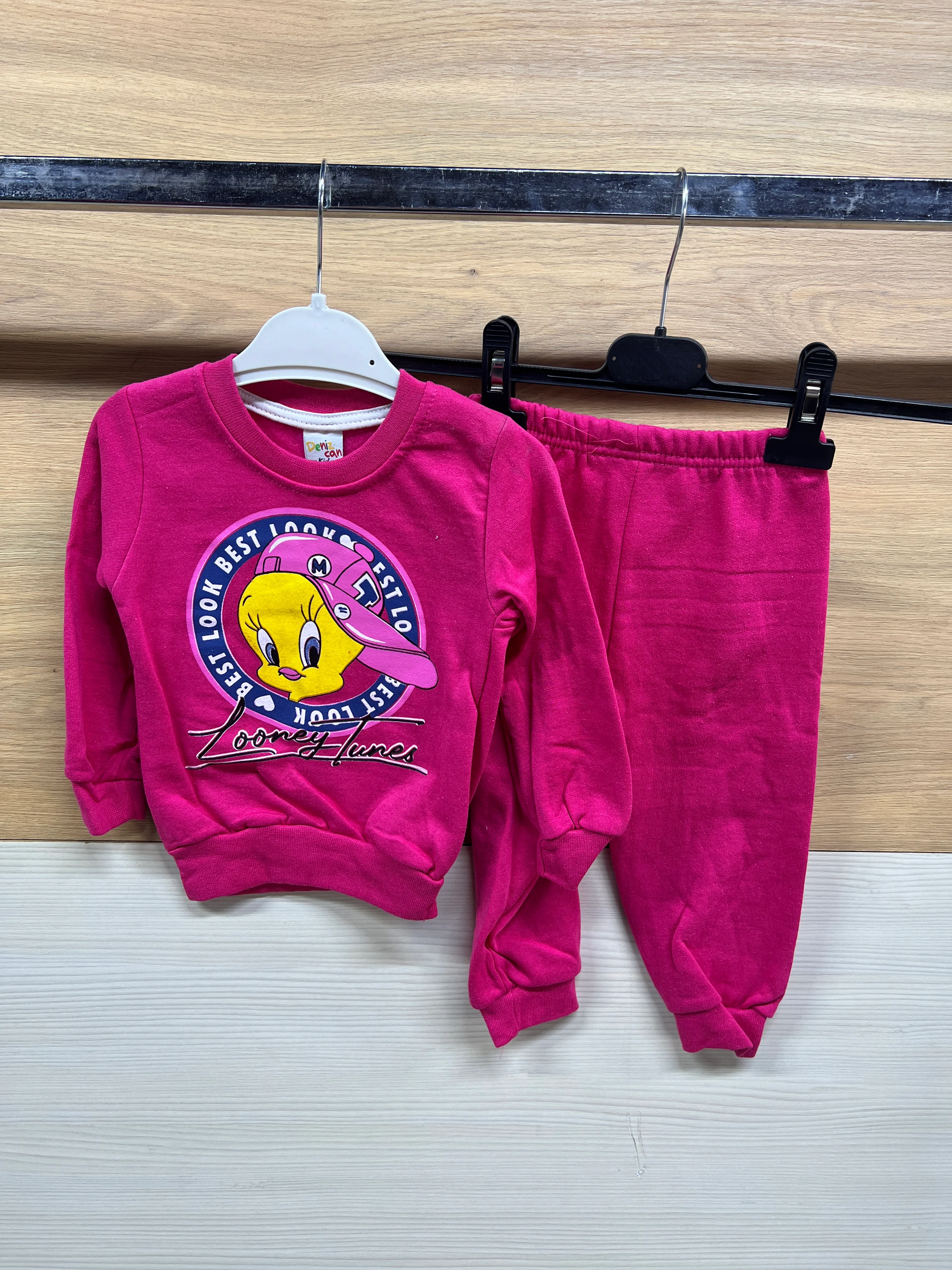 Tweety Baskılı Şardonlu Alt Üst Takım Fuşya