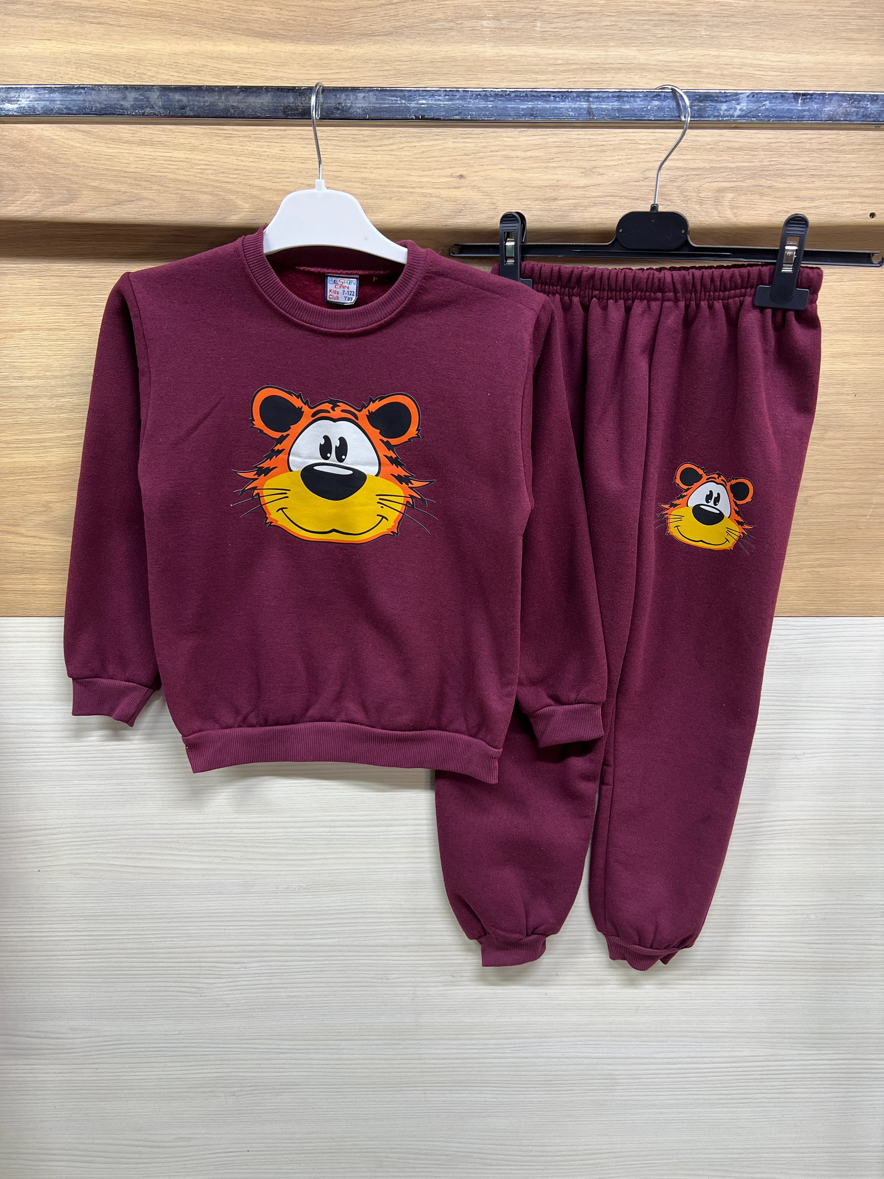 Kaplan Baskılı Kalın Şardonlu Alt Üst Takım Bordo