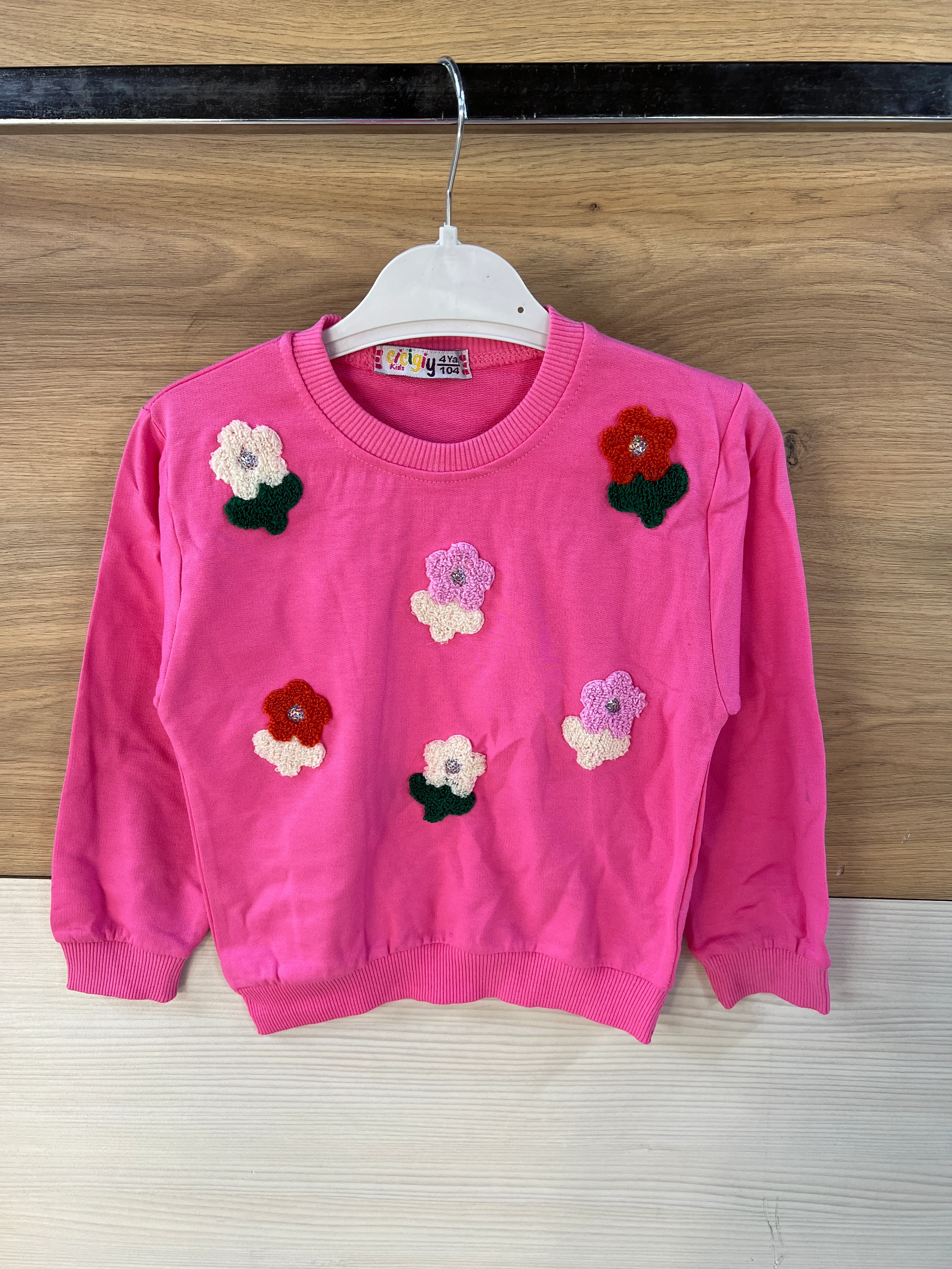 Çicek Nakışlı Şardonsuz Alt Üst Takım Pembe