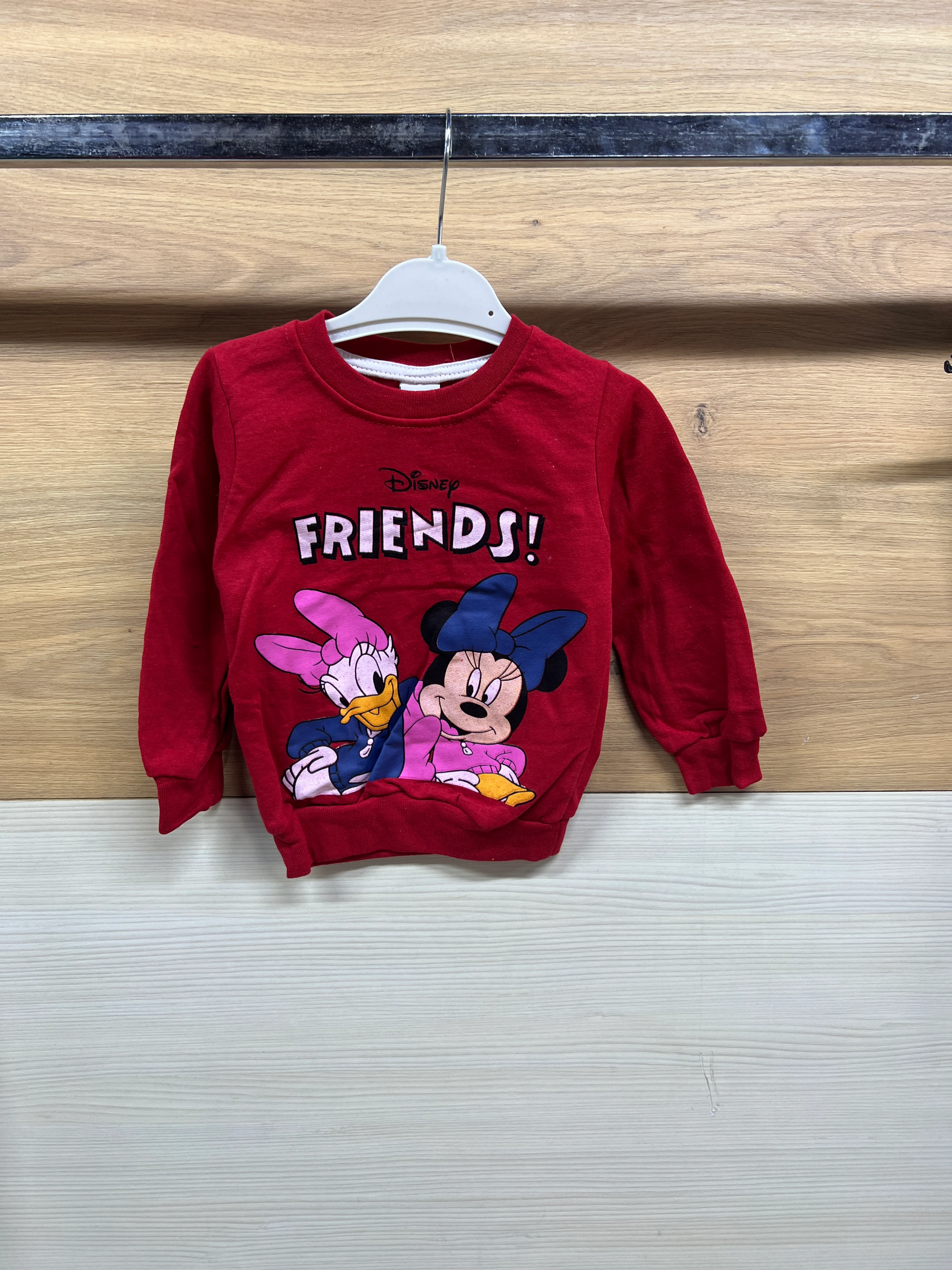 Minnie Mouse Dafy Duck Baskılı Şardonlu Alt Üst Takım Kırmızı