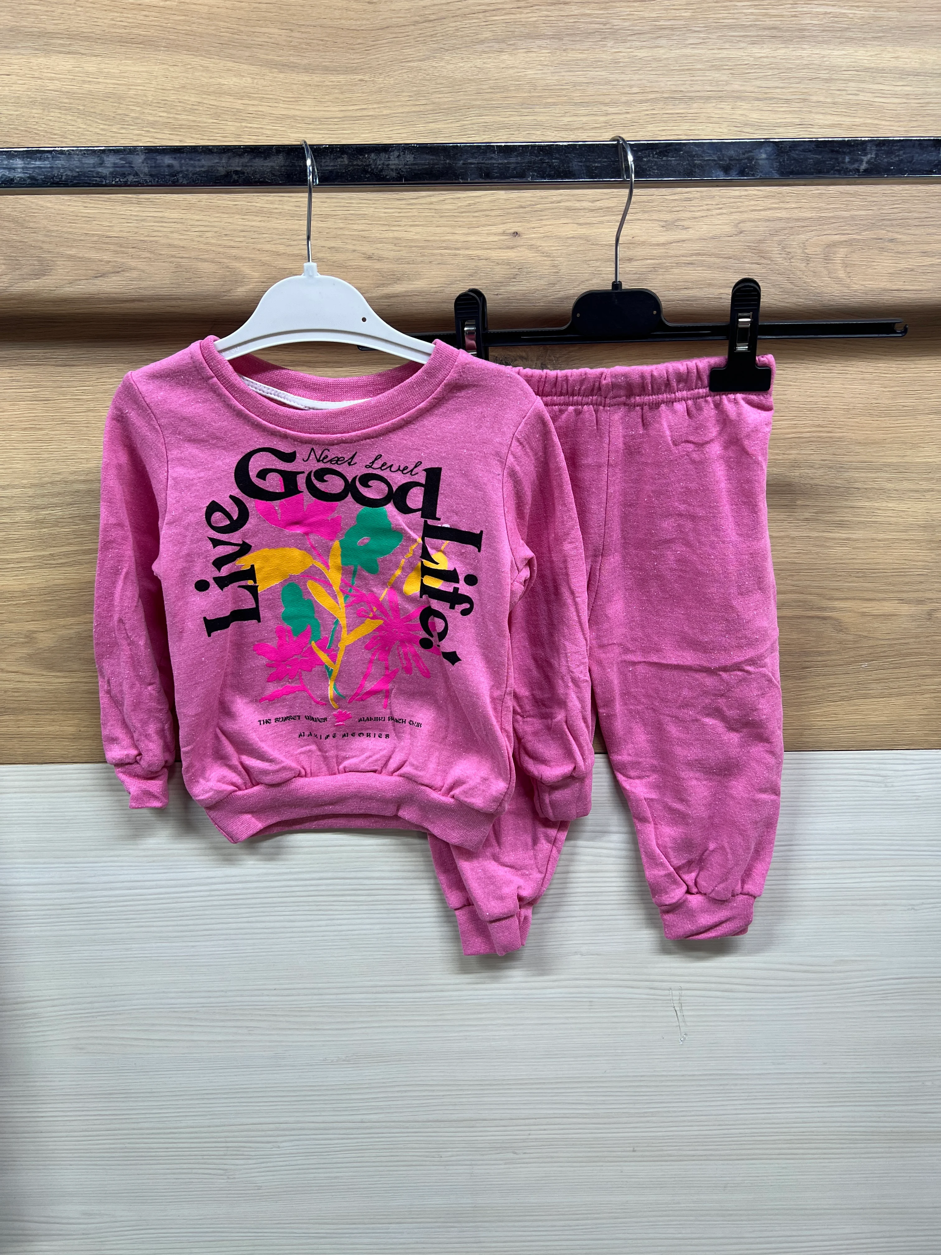 Sanat Baskılı Şardonlu Alt Üst Takım Pembe