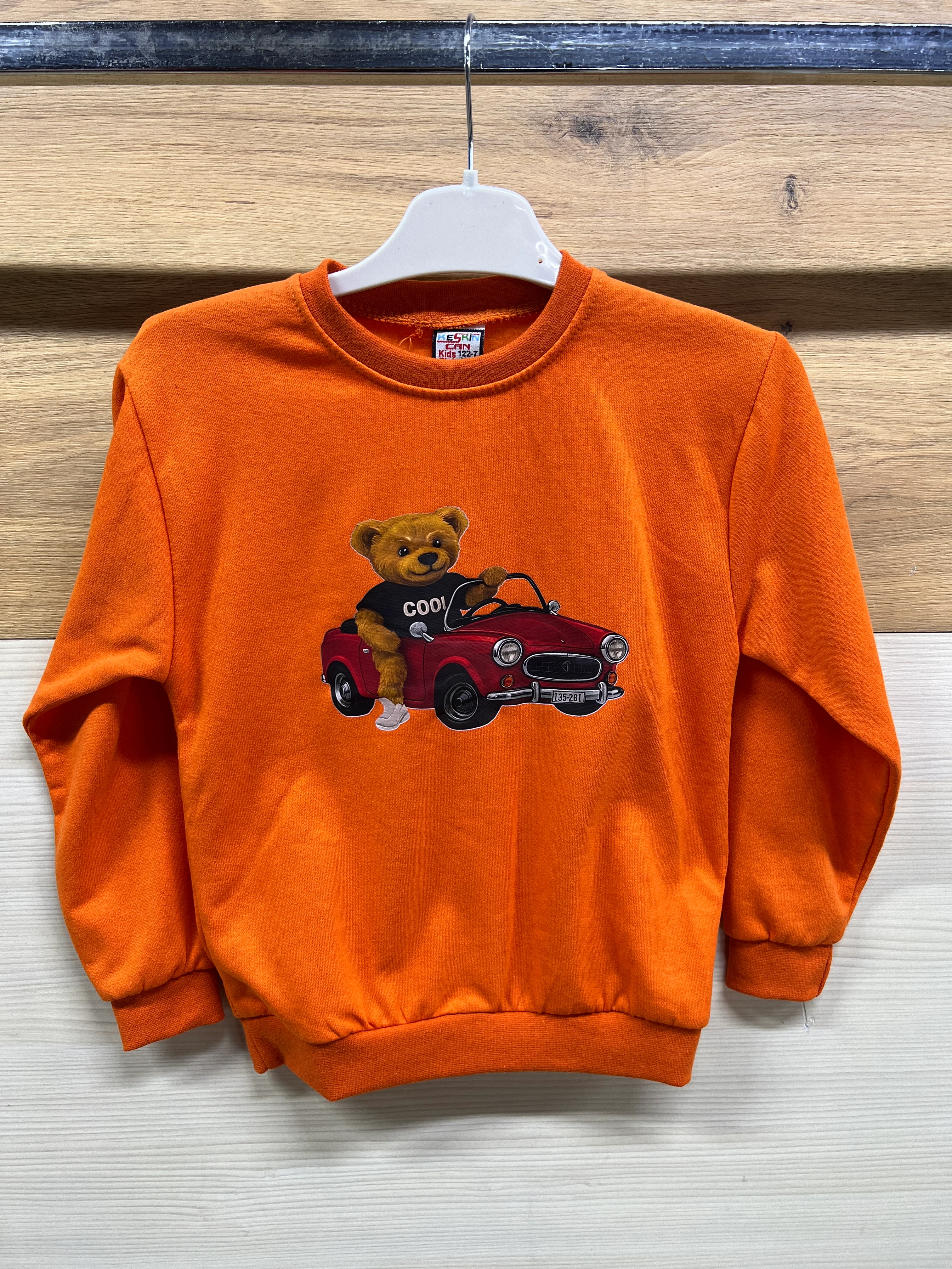 Arabalı Ayıcık Baskılı Kalın Şardonlu Alt Üst Takım Turuncu