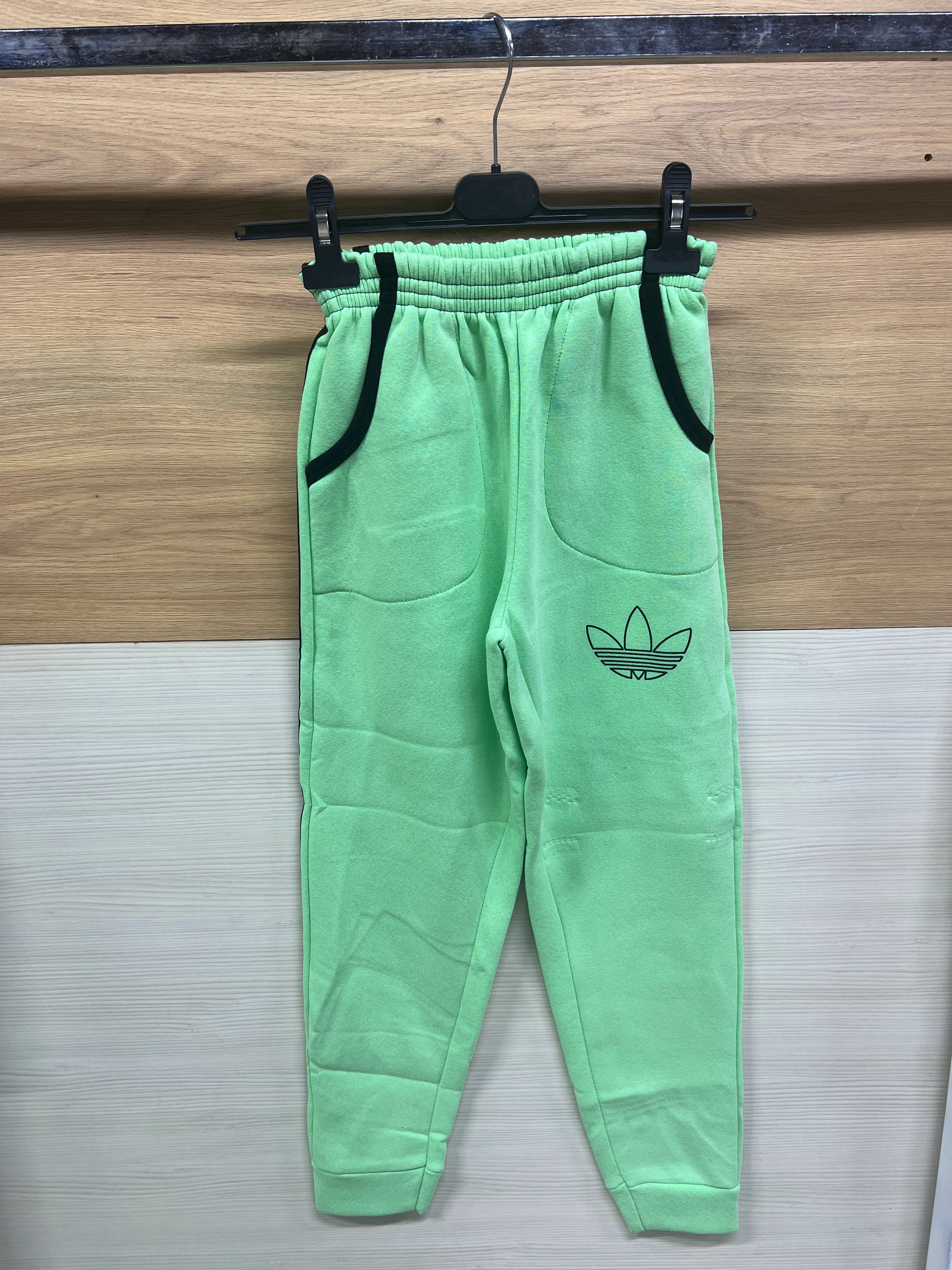 3 Çizgili Kapşonlu Kalın 3 ip Şardonlu Alt Üst Takım Yeşil