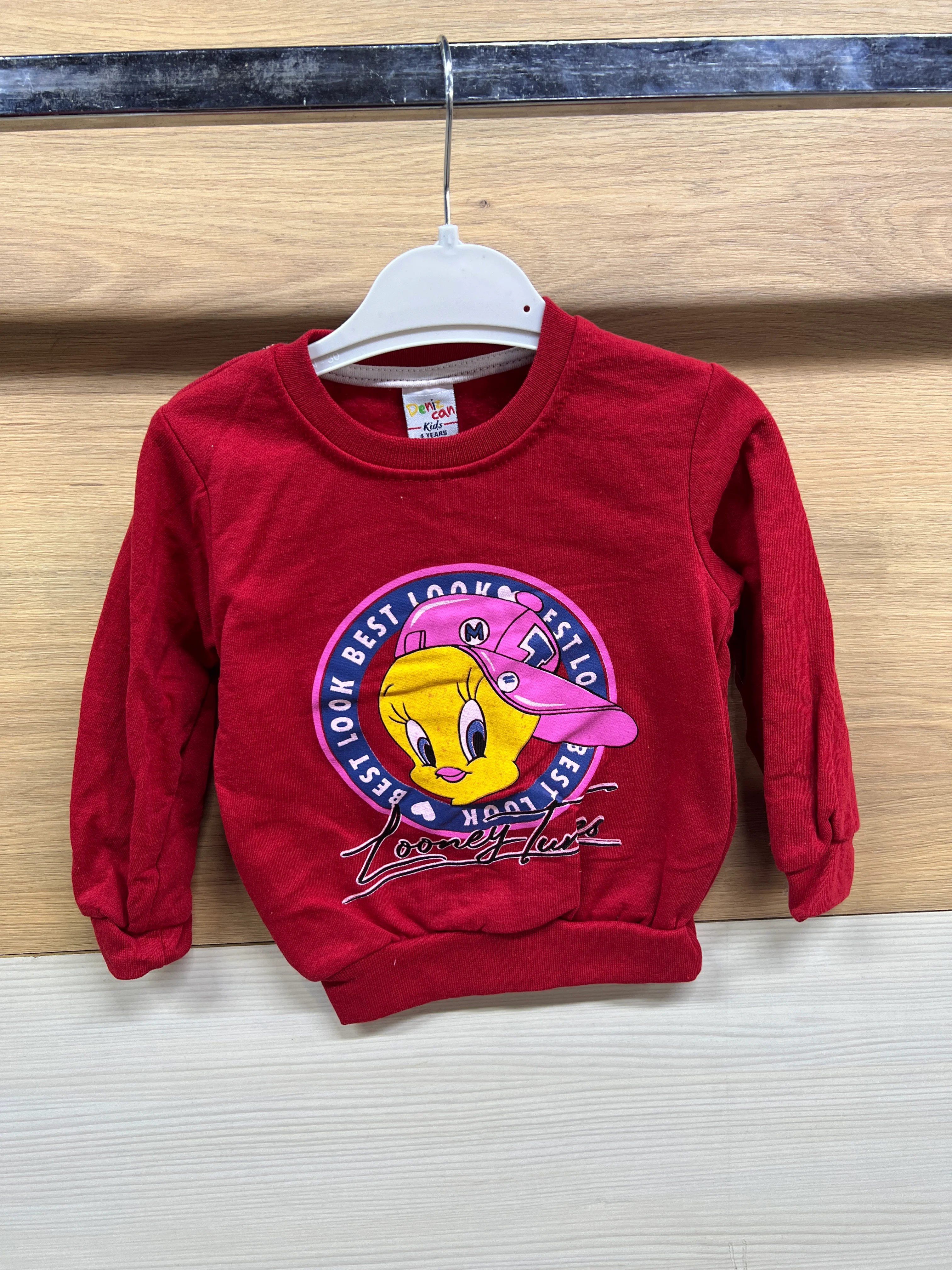 Tweety Baskılı Şardonlu Alt Üst Takım Kırmızı