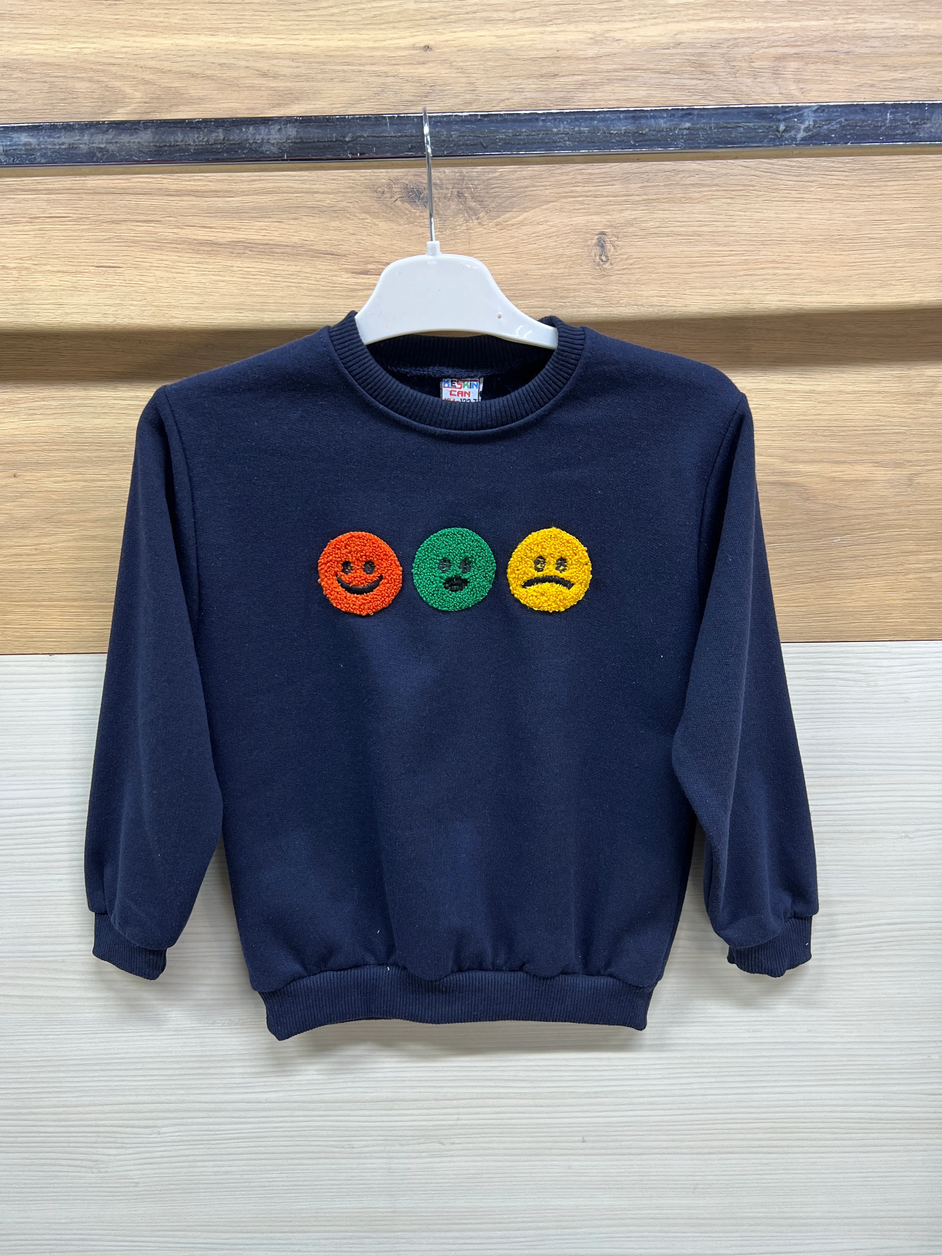 Emoji Nakışlı Kalın Şardonlu Alt Üst Takım Lacivert