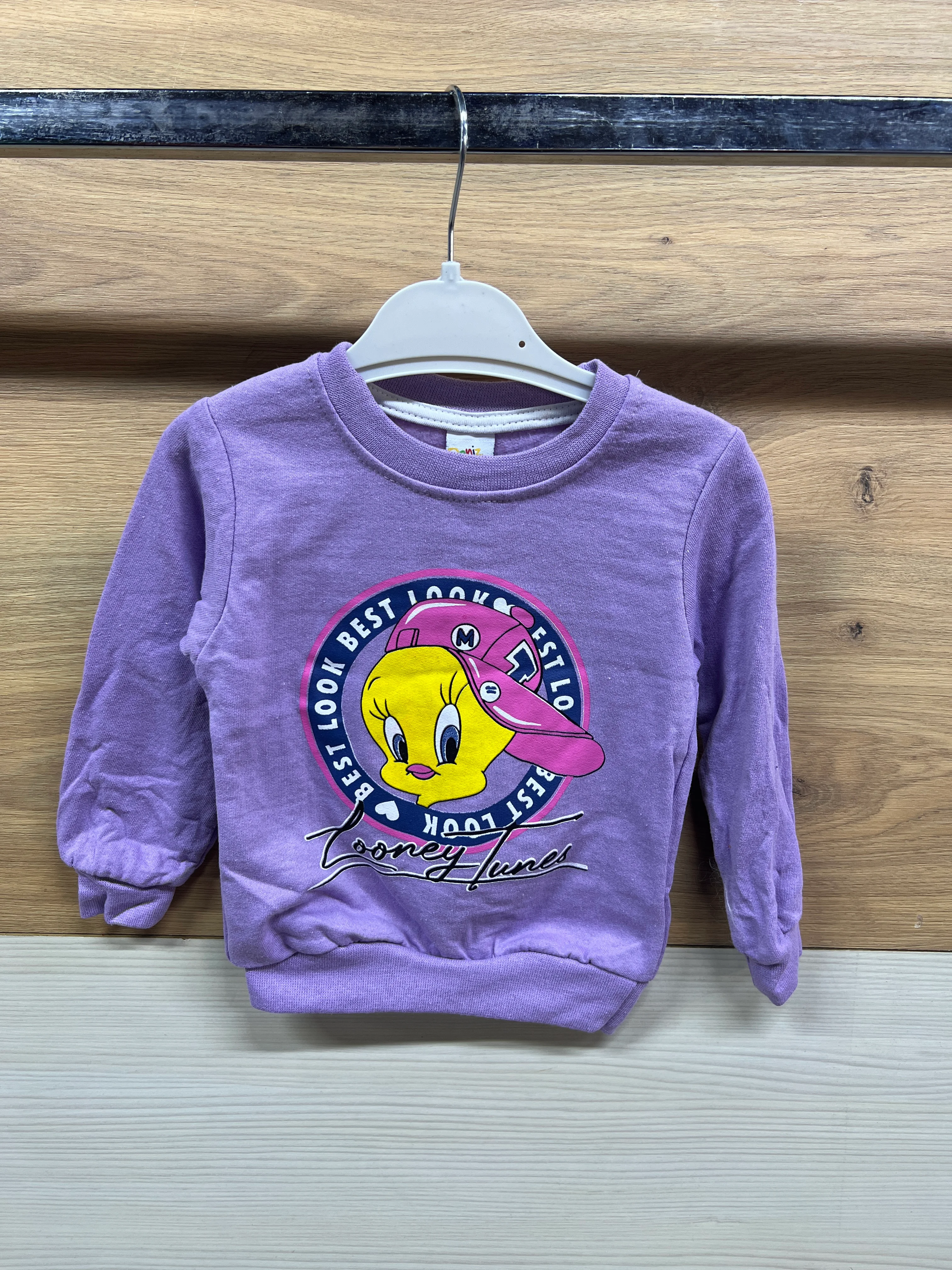 Tweety Baskılı Şardonlu Alt Üst Takım Mor