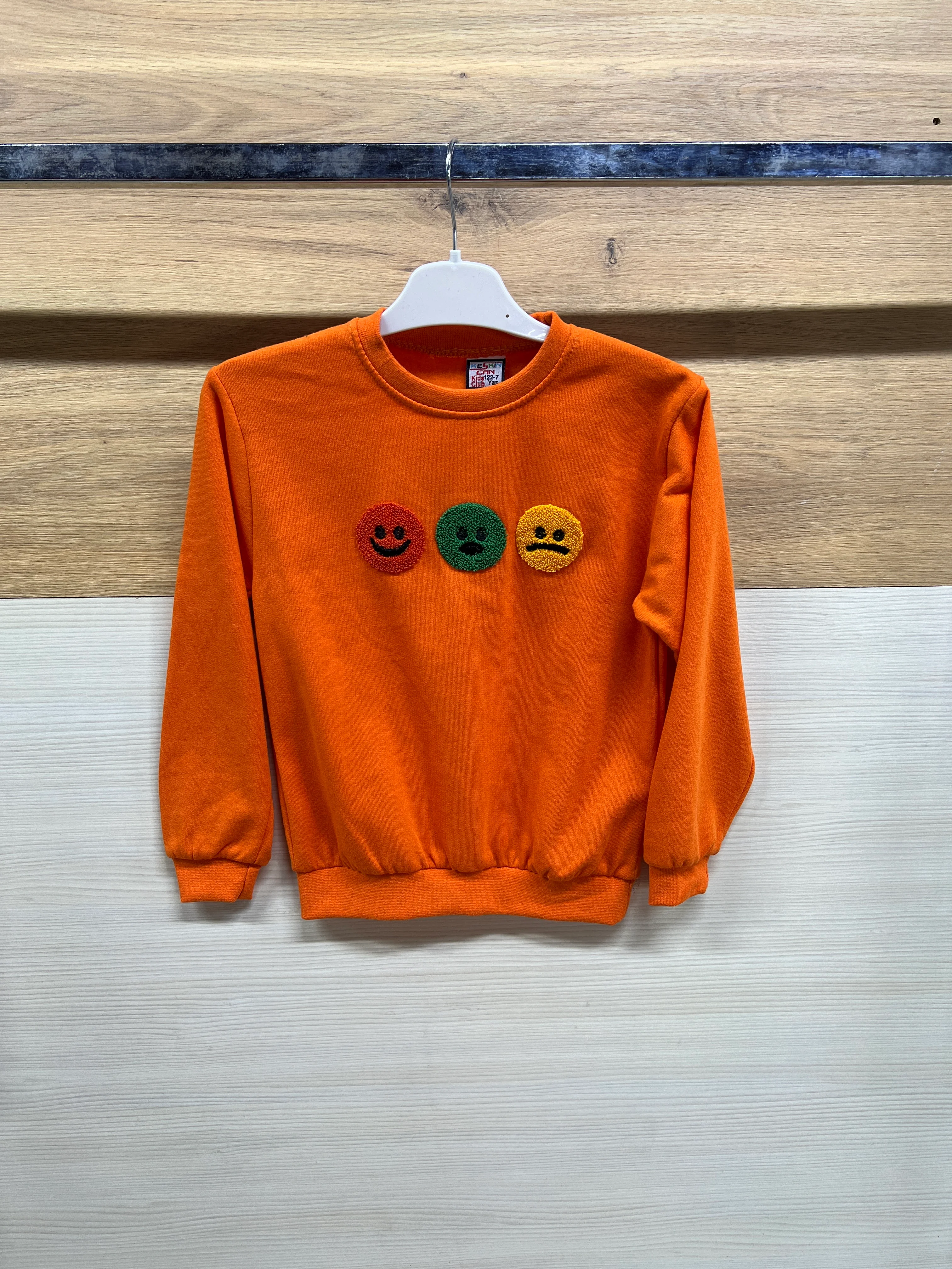 Emoji Nakışlı Kalın Şardonlu Alt Üst Takım Turuncu