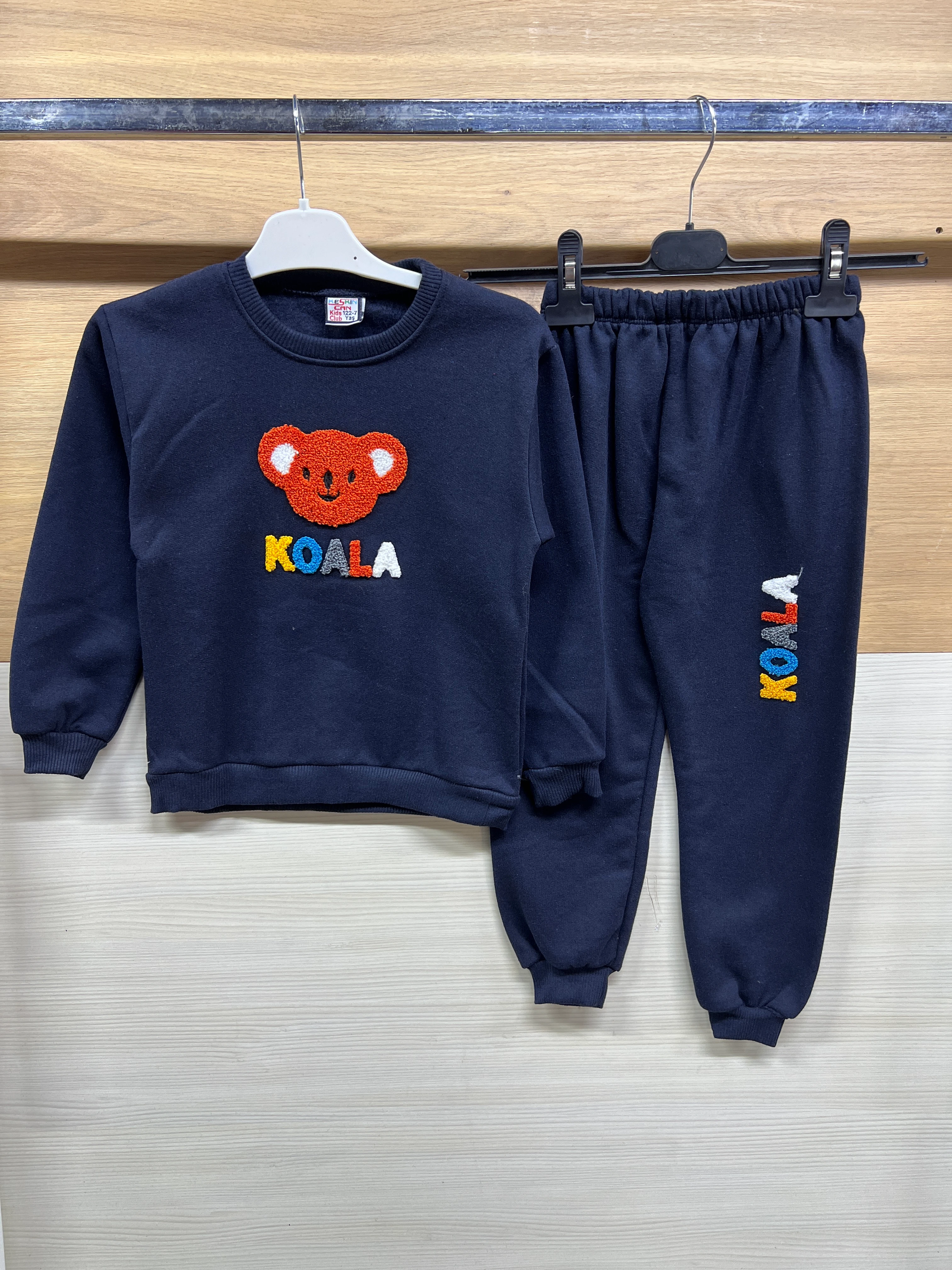 Koala Nakışlı Kalın Şardonlu Alt Üst Takım Lacivert