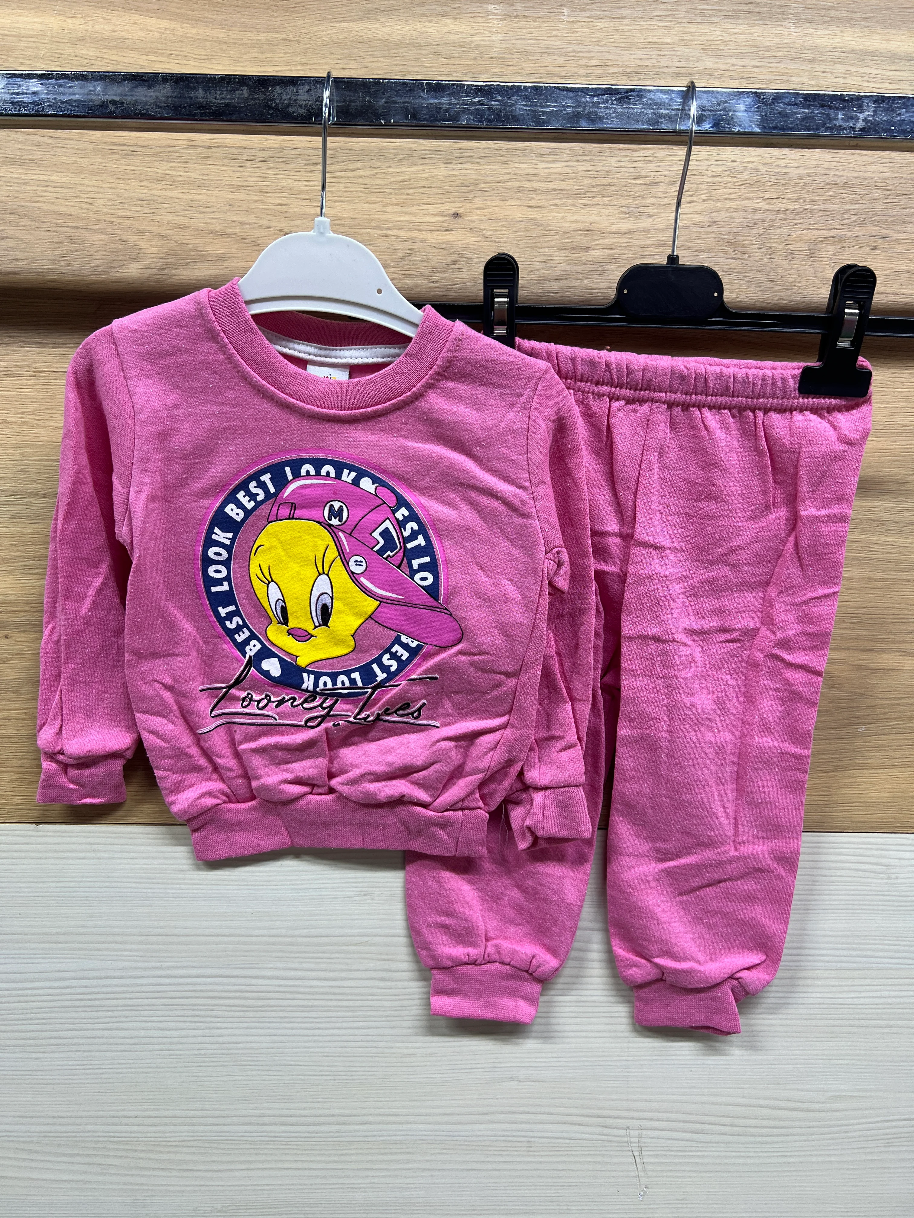 Tweety Baskılı Şardonlu Alt Üst Takım Pembe