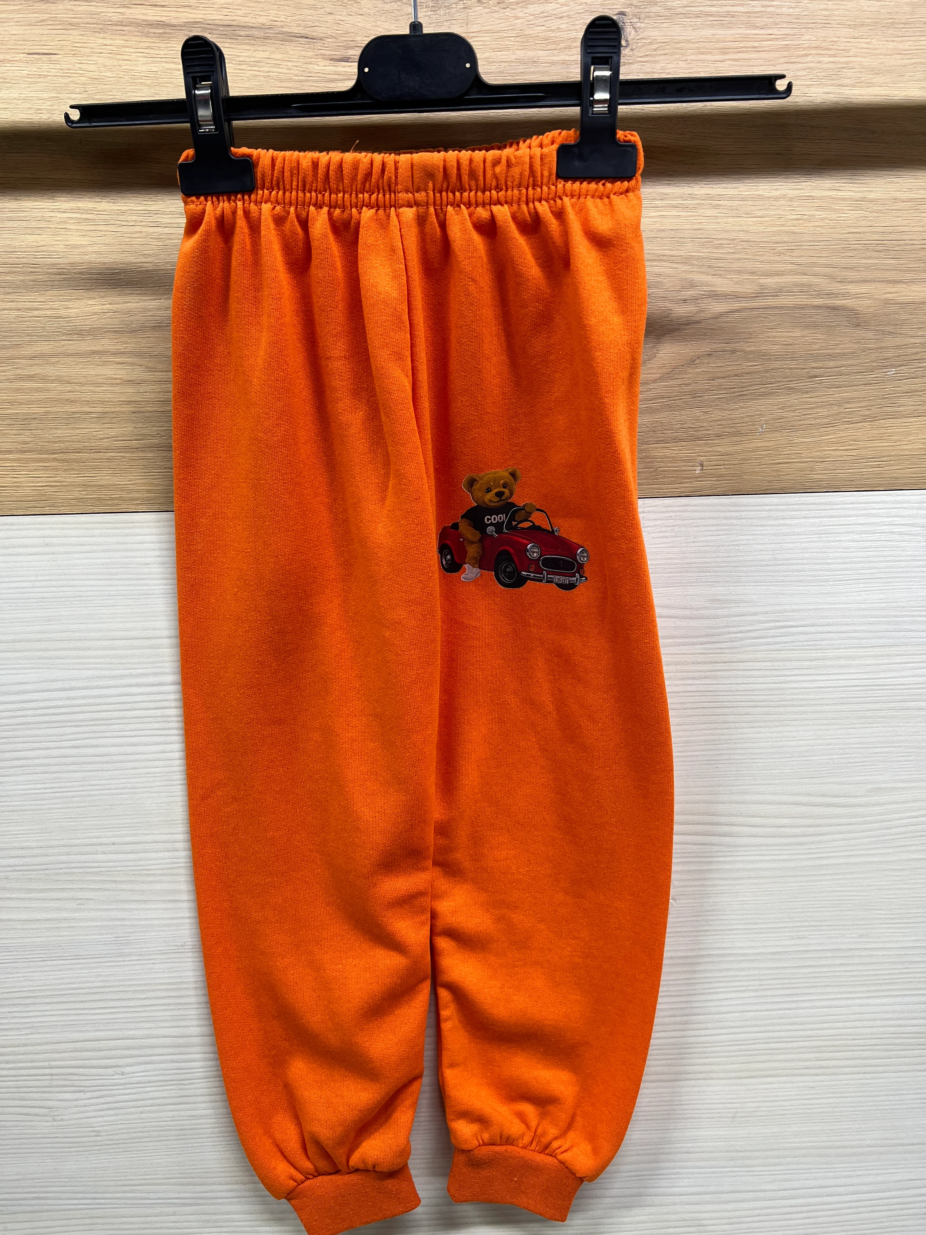 Arabalı Ayıcık Baskılı Kalın Şardonlu Alt Üst Takım Turuncu