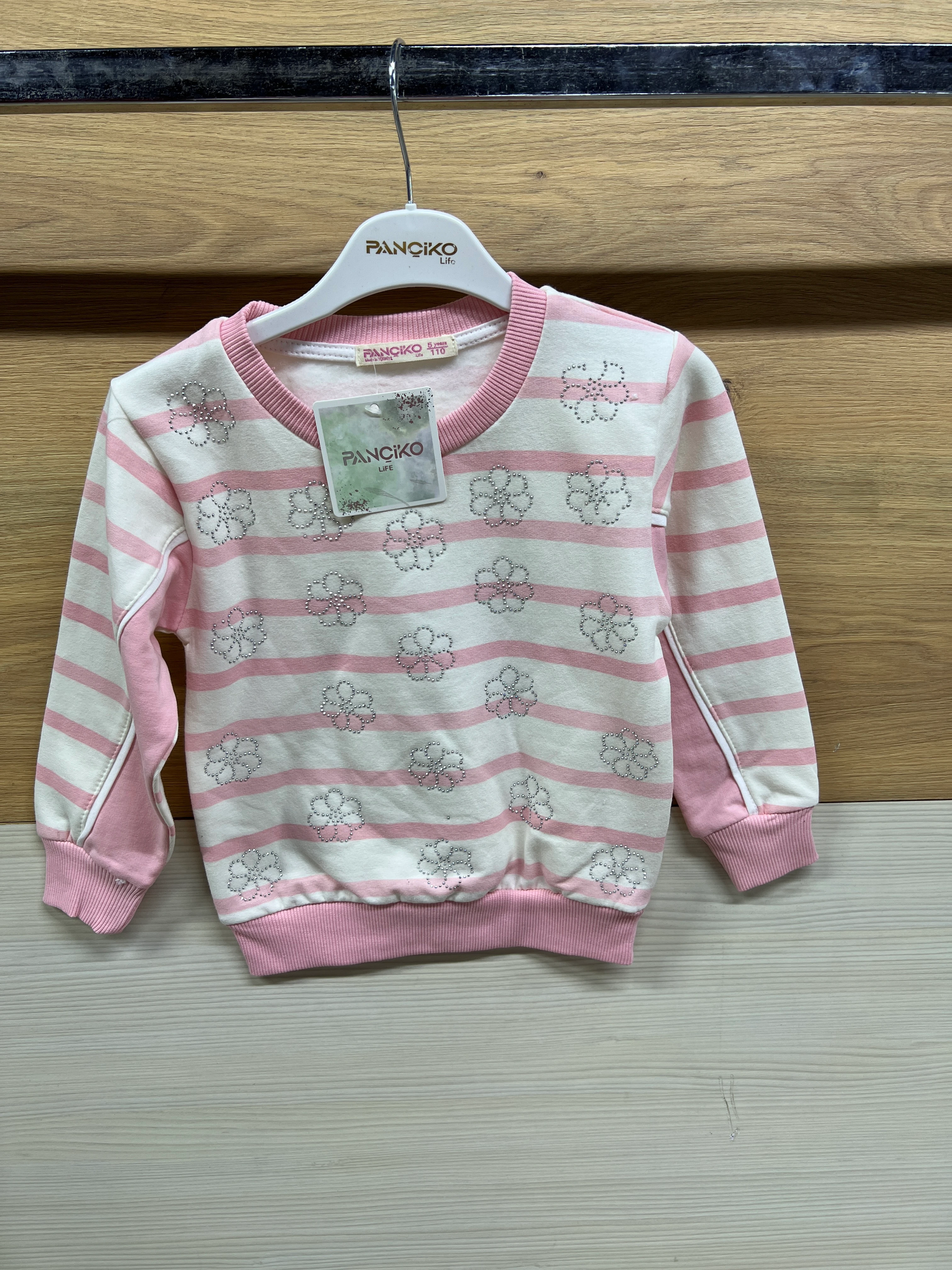 Papatya Taş İşlemeli Şardonlu Alt Üst Takım Pembe