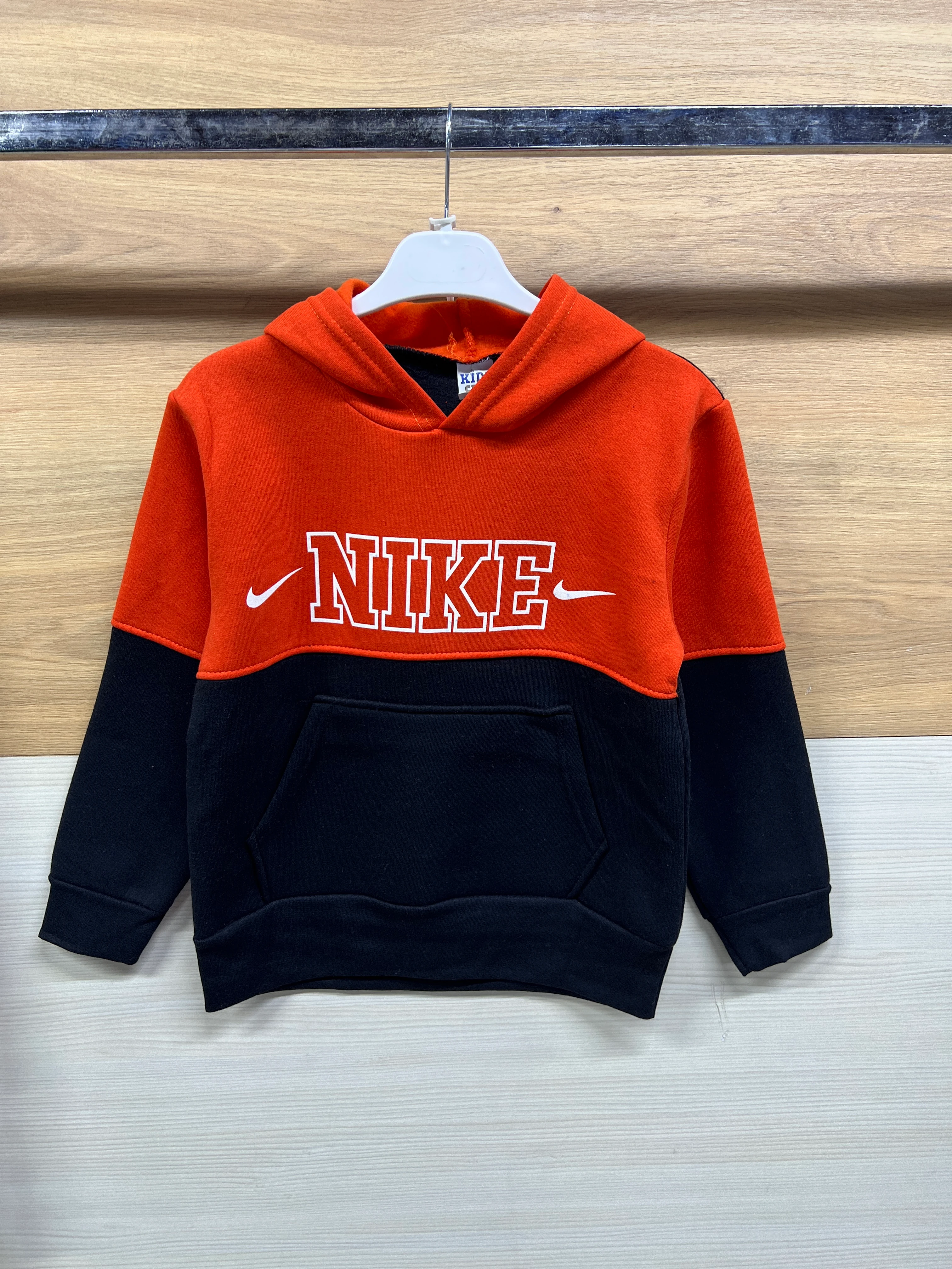 Baskılı Kapşonlu Kalın 3 ip Şardonlu Alt Üst Takım Turuncu