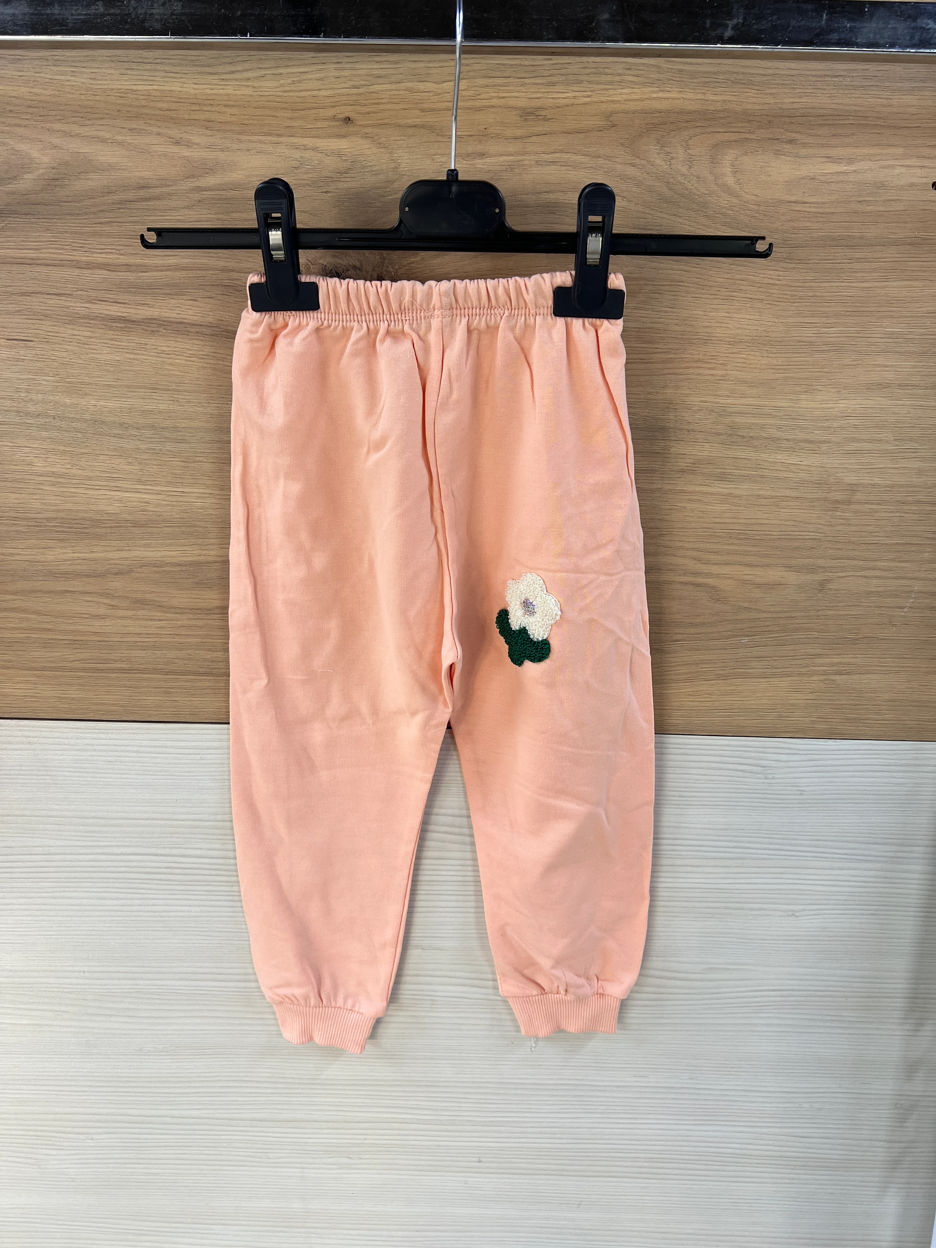 Çicek Nakışlı Şardonsuz Alt Üst Takım Pudra