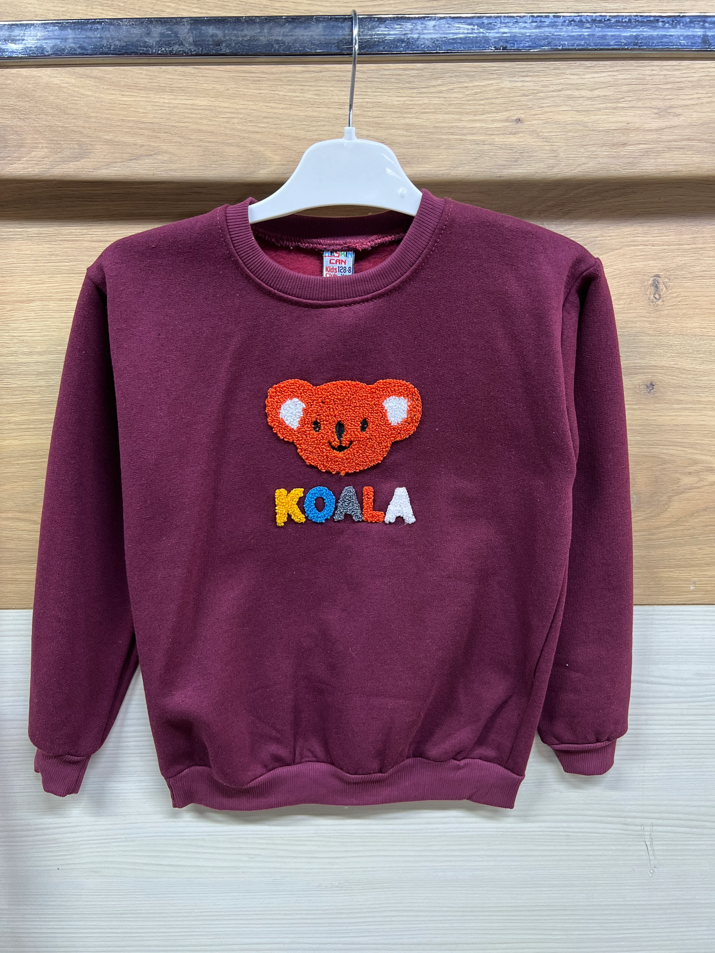 Koala Nakışlı Kalın Şardonlu Alt Üst Takım Bordo