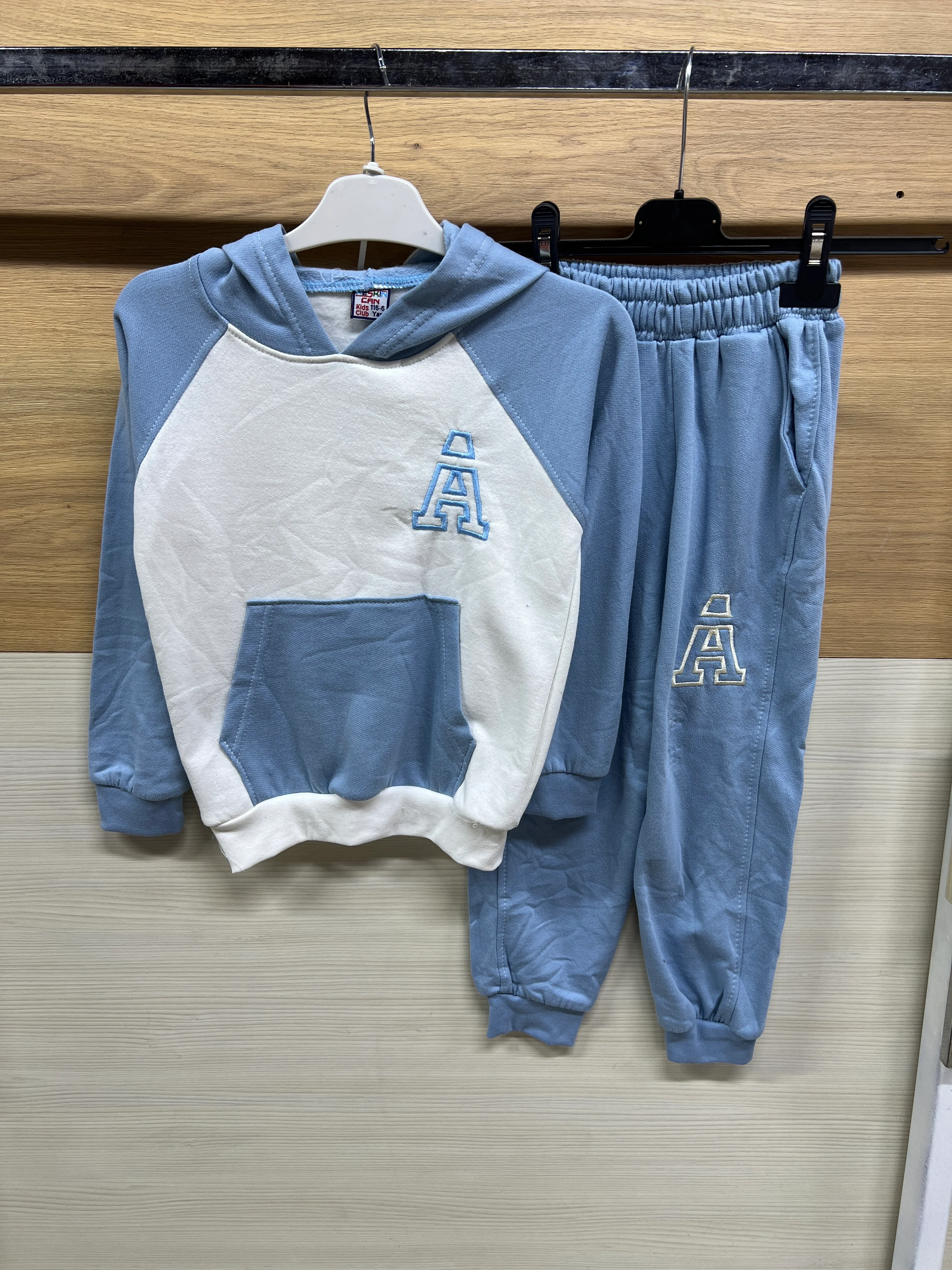 Kapşonlu Çepli Kalın Şardonlu Alt Üst Takım Açık Mavi