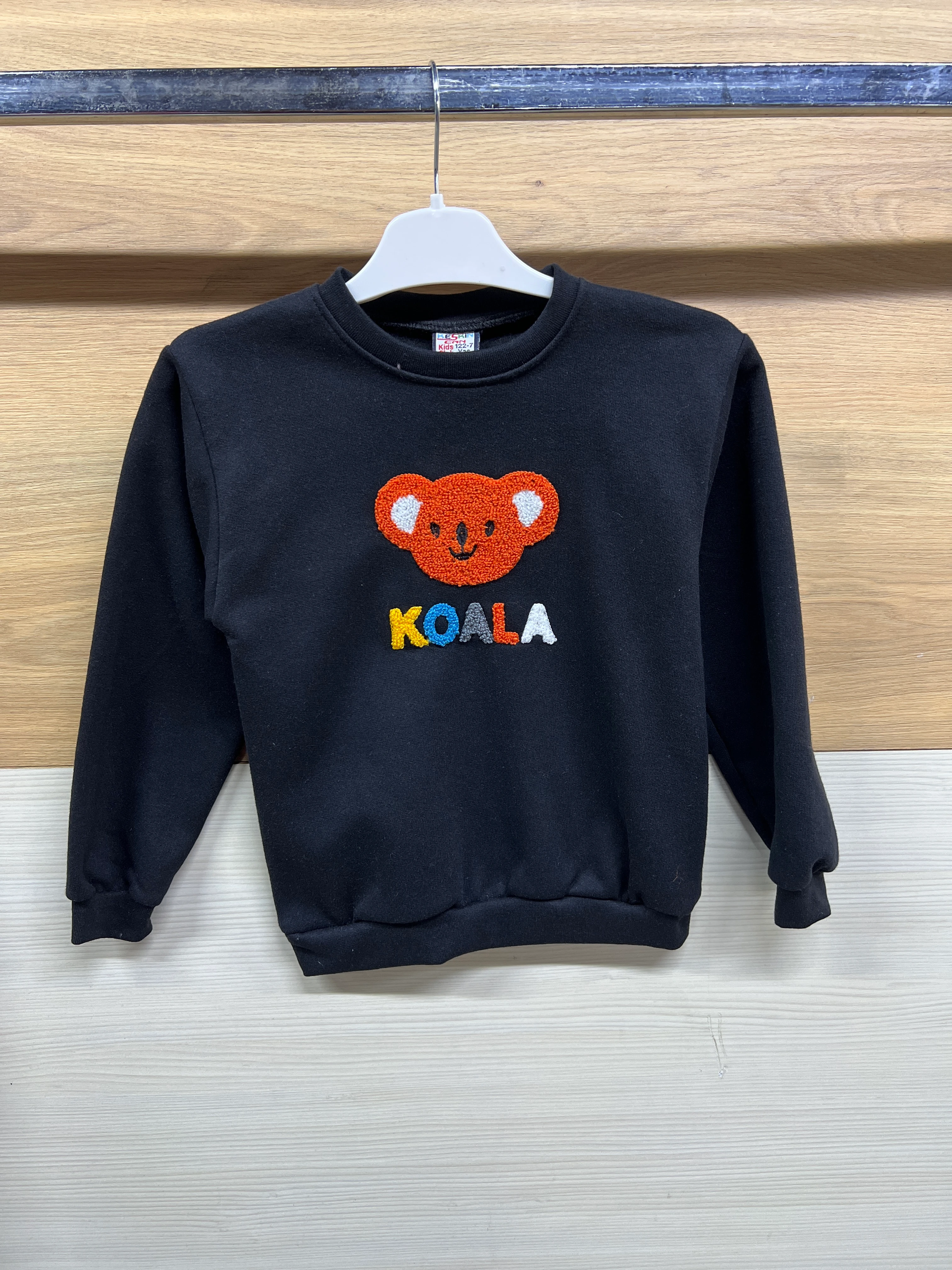 Koala Nakışlı Kalın Şardonlu Alt Üst Takım Siyah