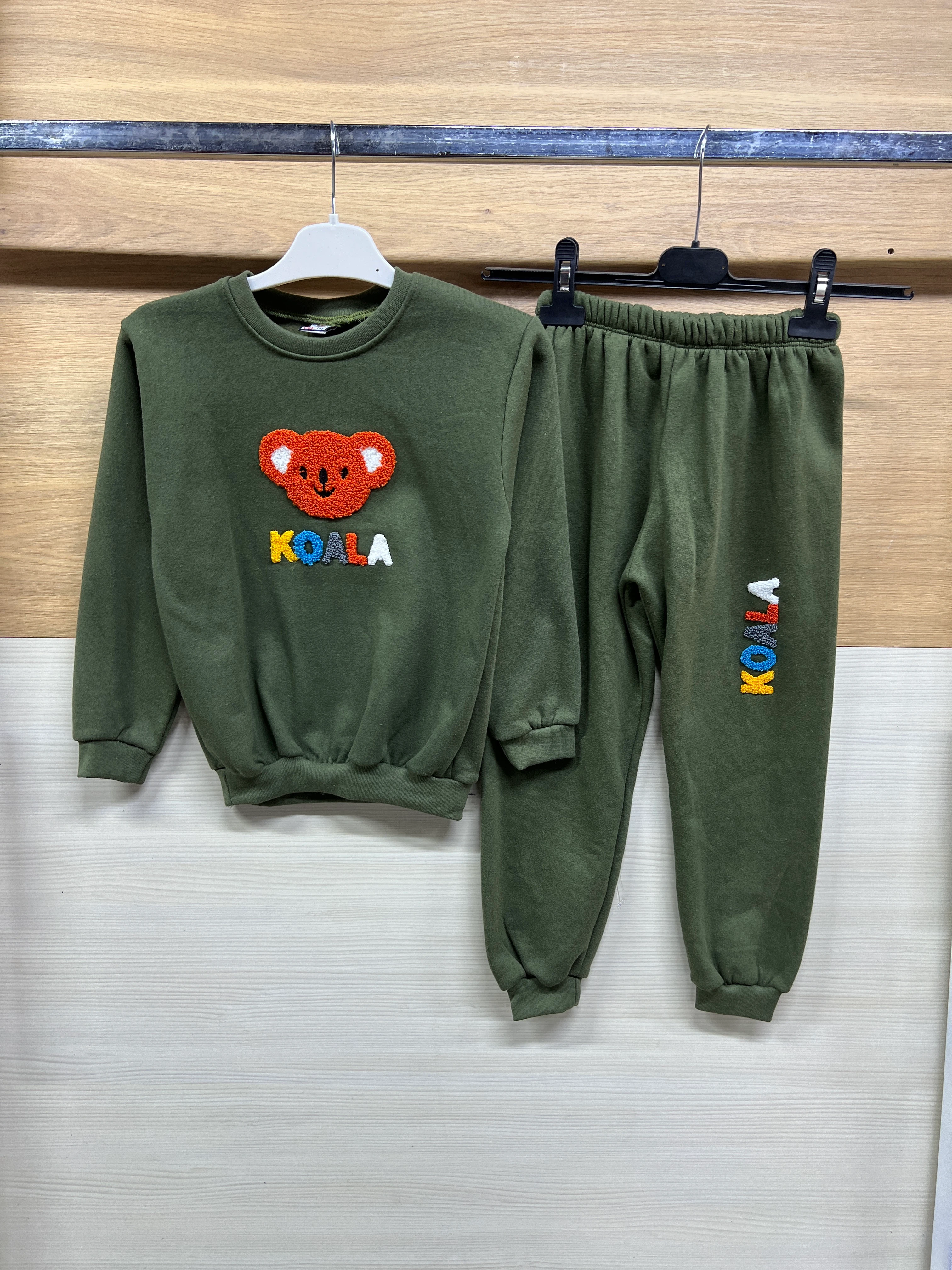 Koala Nakışlı Kalın Şardonlu Alt Üst Takım Yeşil