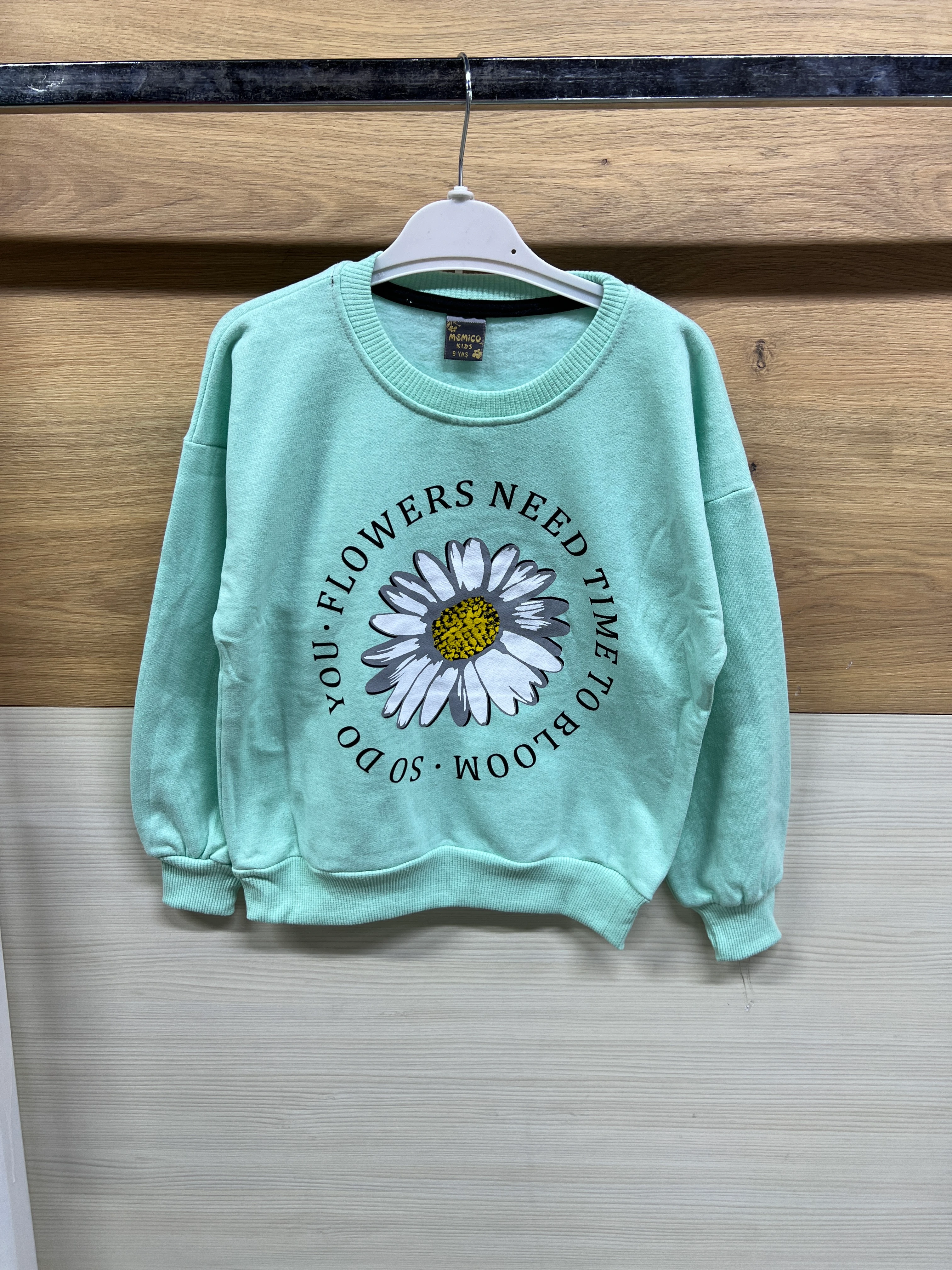 Papatya Baskılı Kalın Şardonlu Alt Üst Takım Yeşil