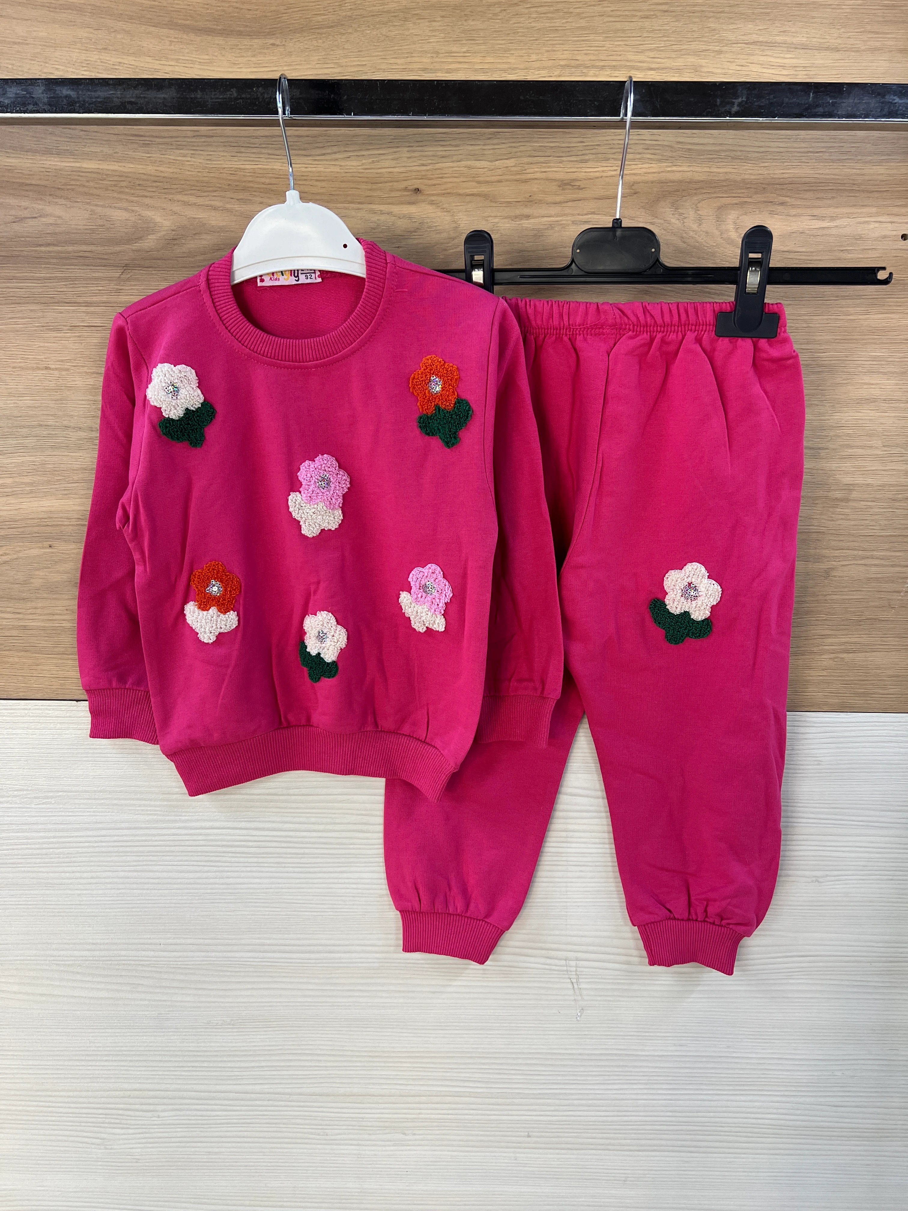 Çicek Nakışlı Şardonsuz Alt Üst Takım Fuşya