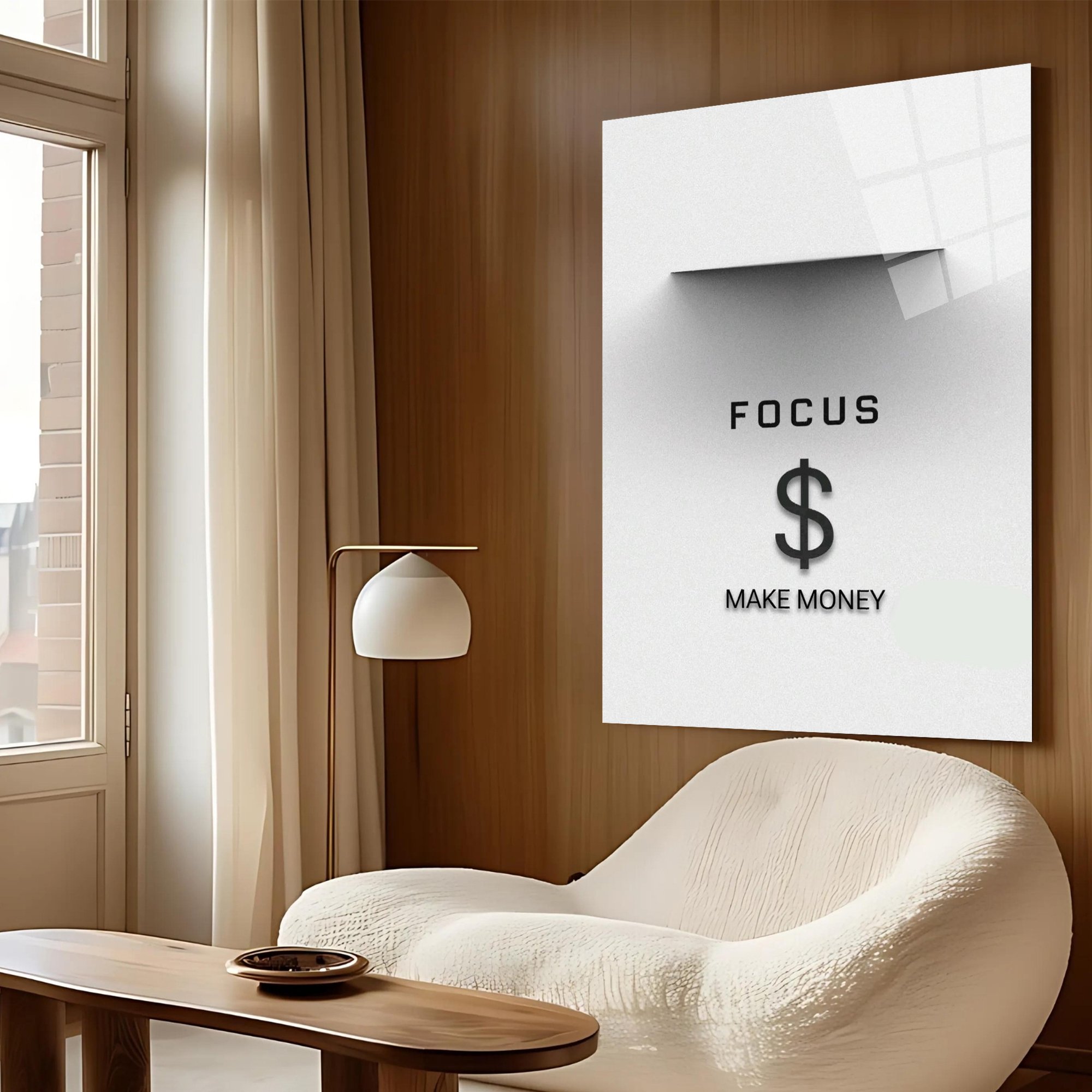 Money Focus Tasarımı Cam Tablo