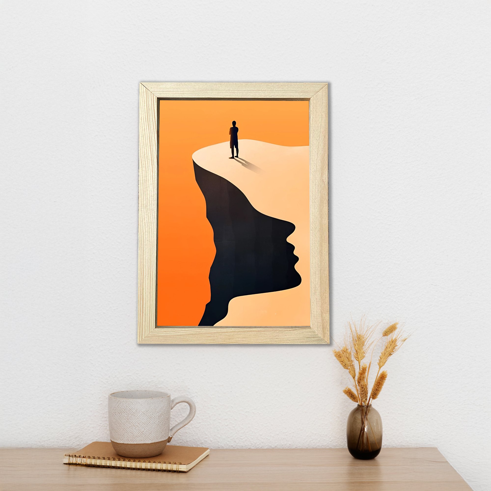 Yalnız adam soyut tasarım çerçeveli poster
