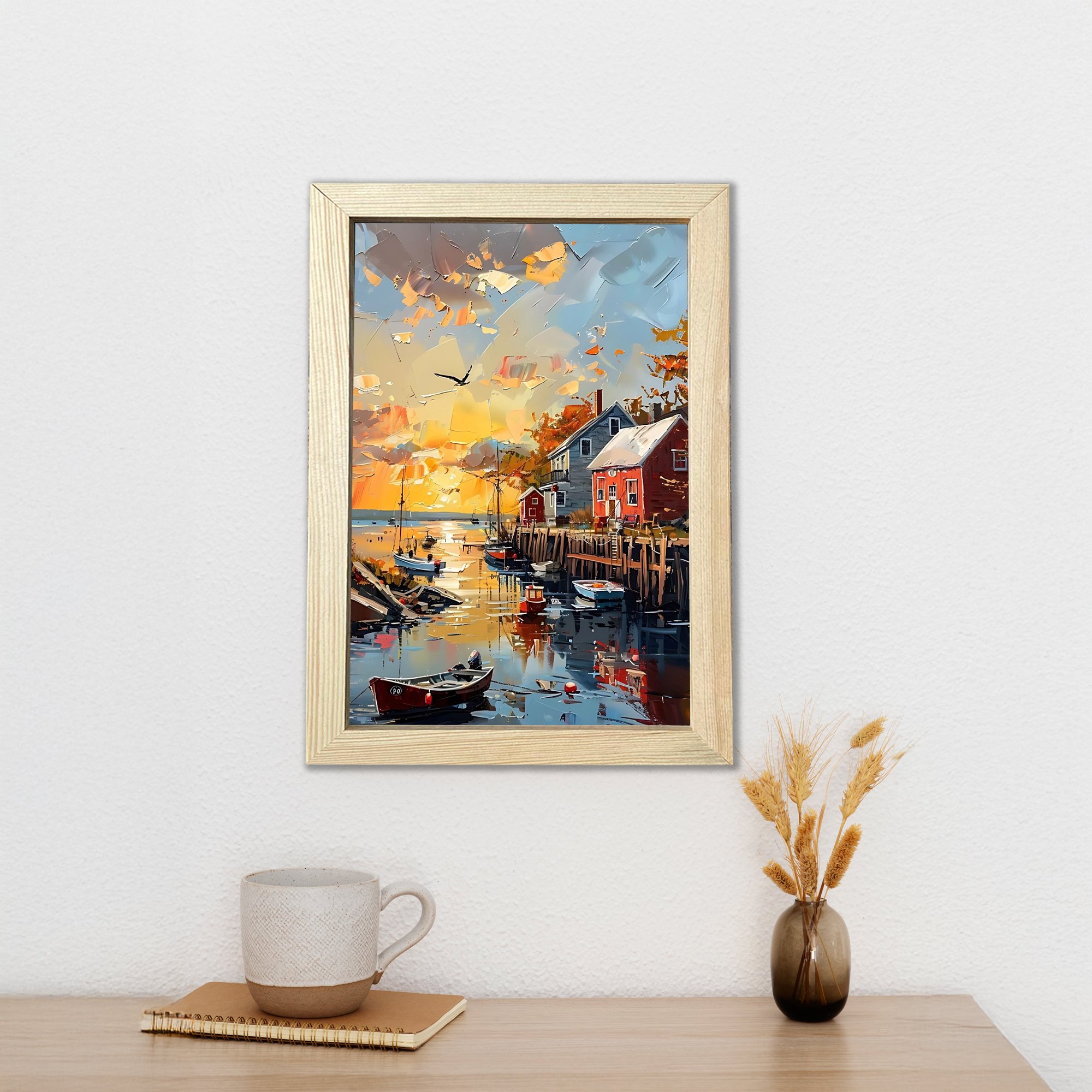 Yağlı Boya Nehir Manzarası Ahşap Çerçeveli Poster