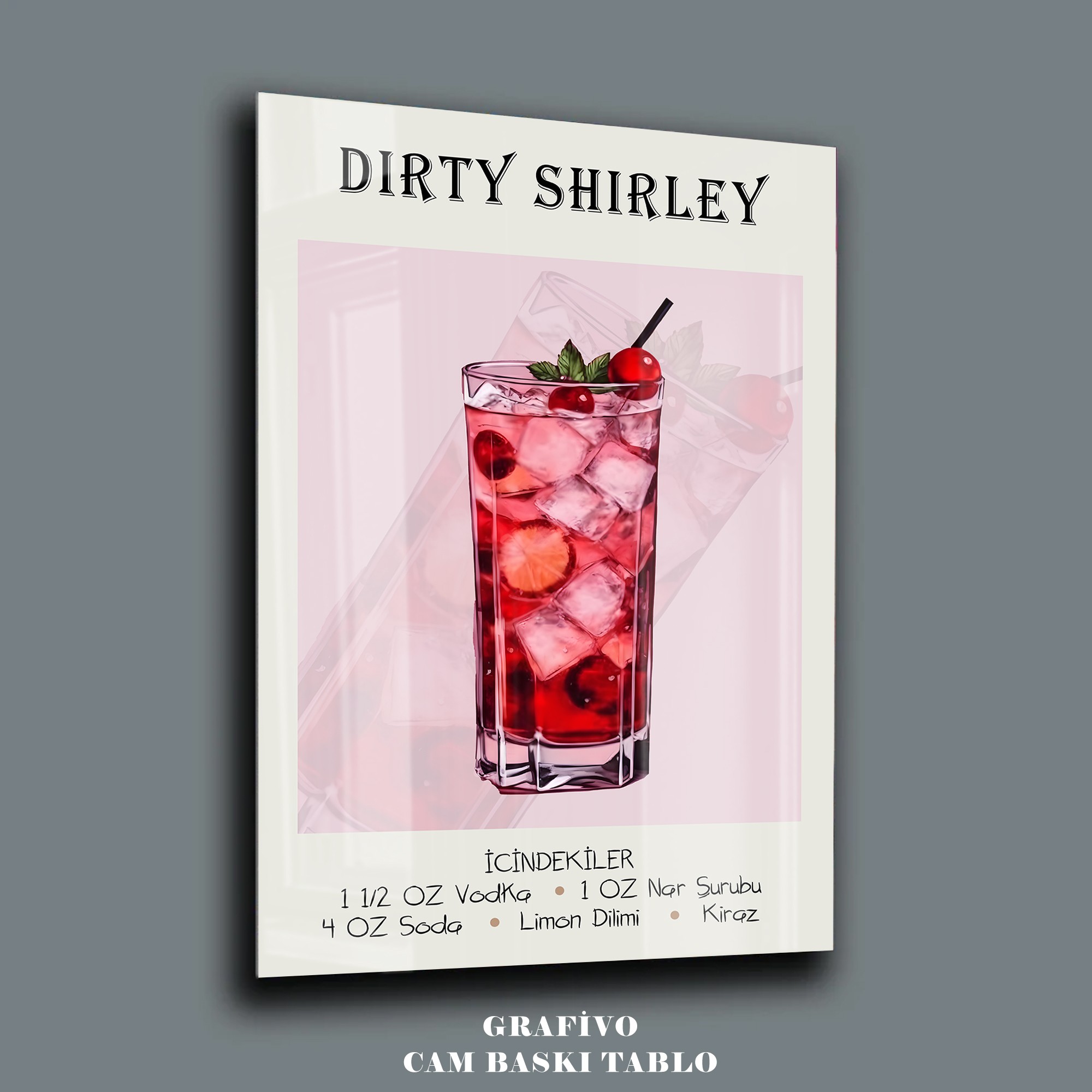 Dirty Shirley İçecek Tasarım Cam Tablo 