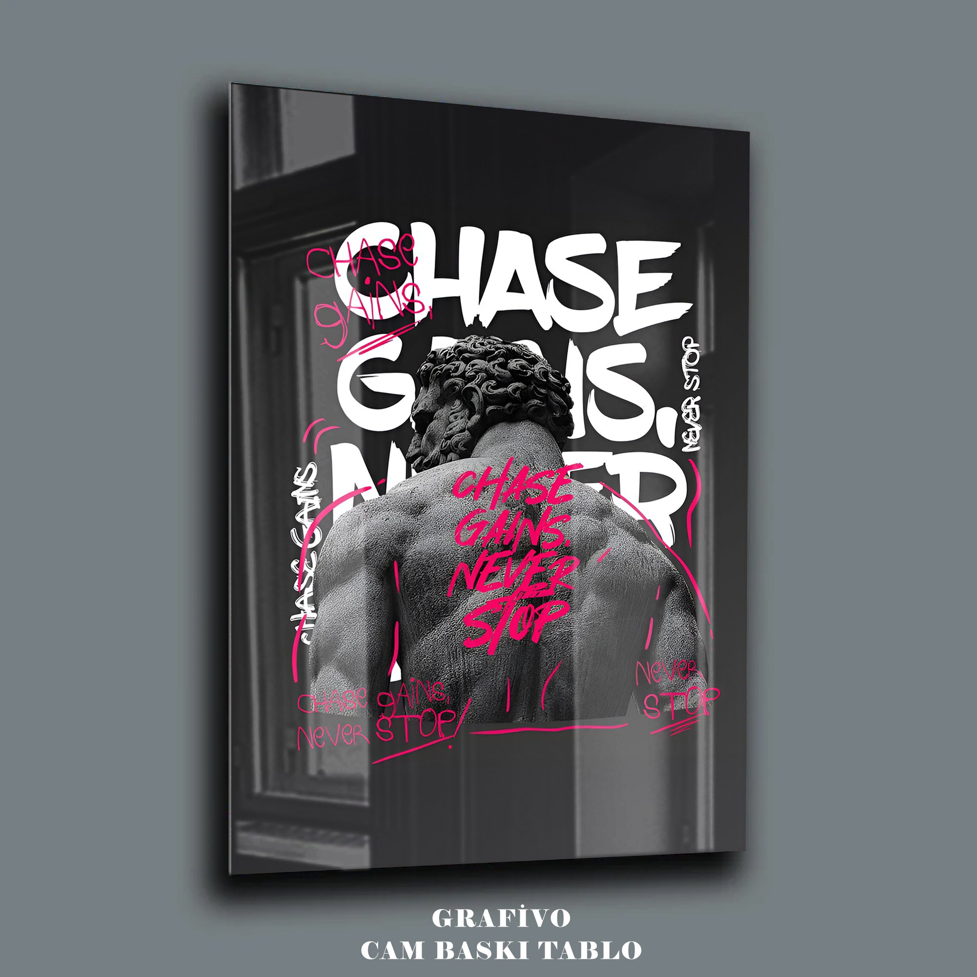 Chase Gains Motivasyon Tablosu, Cam Baskı Tablo Grafik Tasarım