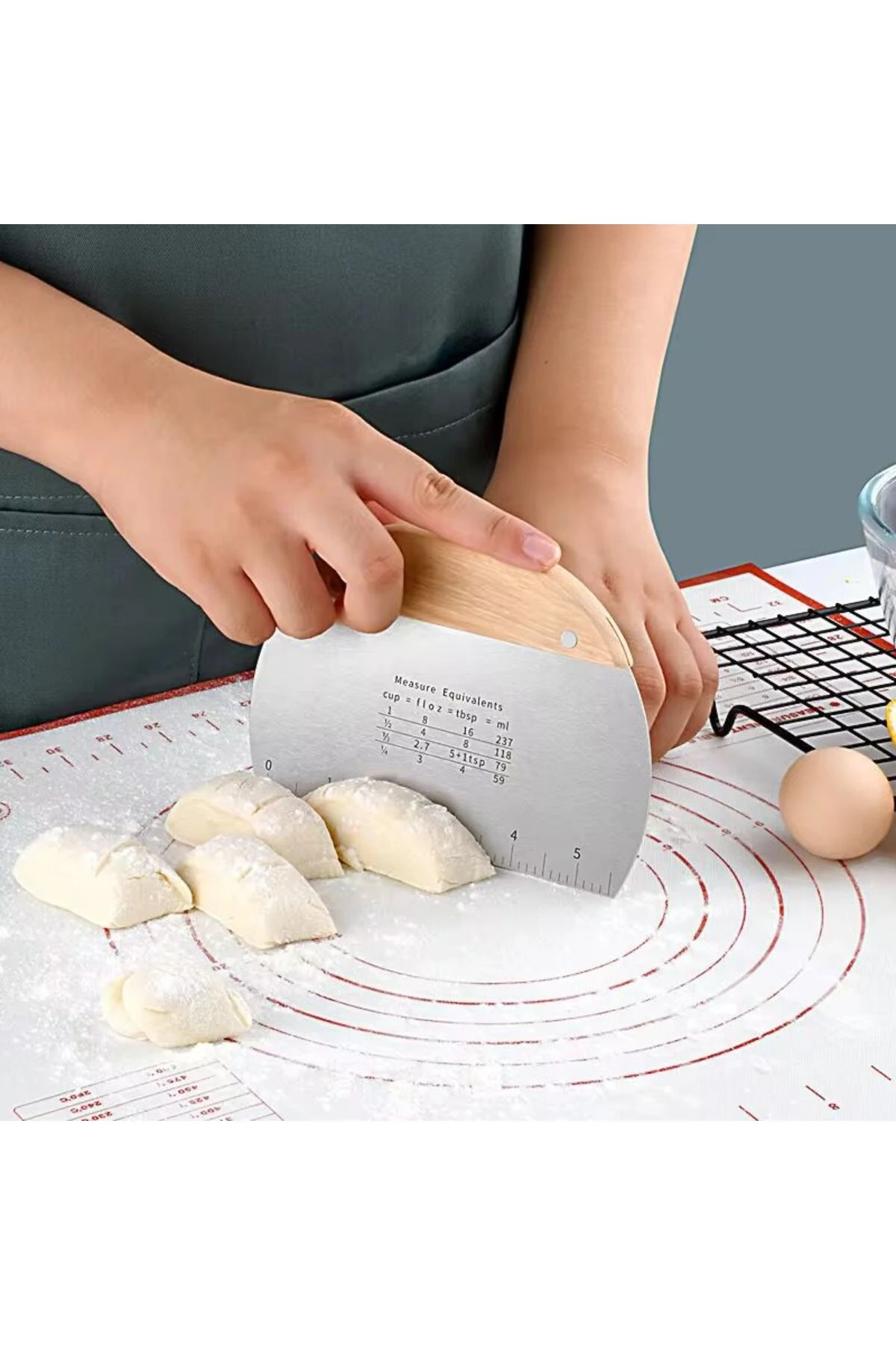 Alvin-Bambu Saplı Paslanmaz Spatula Hamur Kesici Şekillendirici