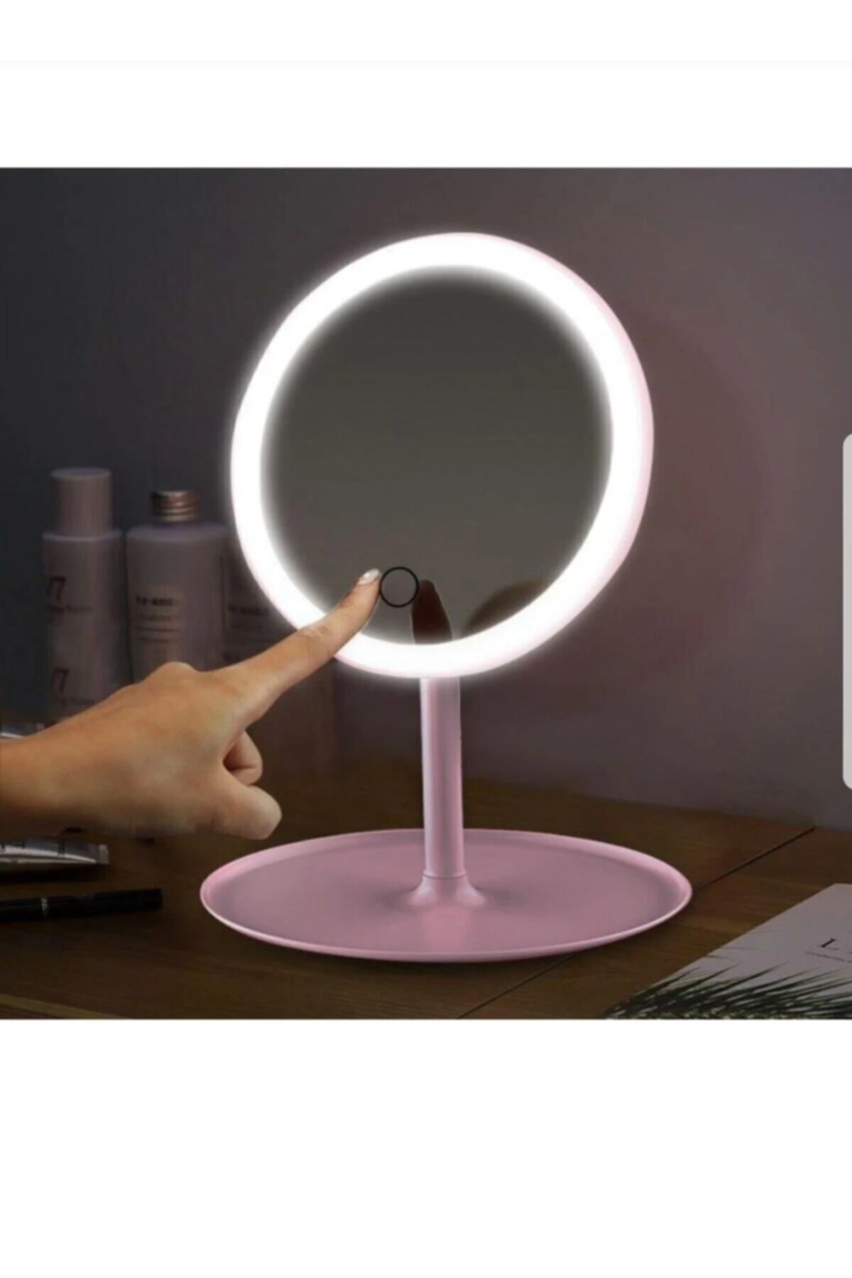 Dokunmatik Led Işıklı Usb Li Yuvarlak Masa Üstü Makyaj Aynası Makyaj Aynası Ledli