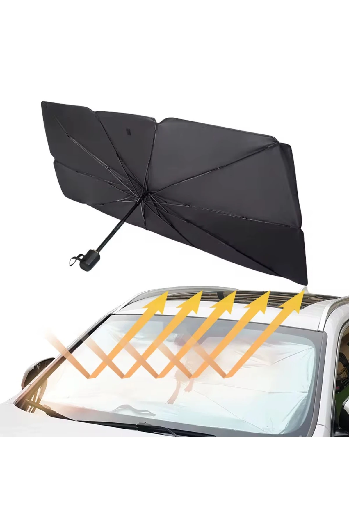 Oto Araba Güneşlik Şemsiye Tüm Modellere Uygun Güneş Önleyici Katlanabilir 140cm X 75cm