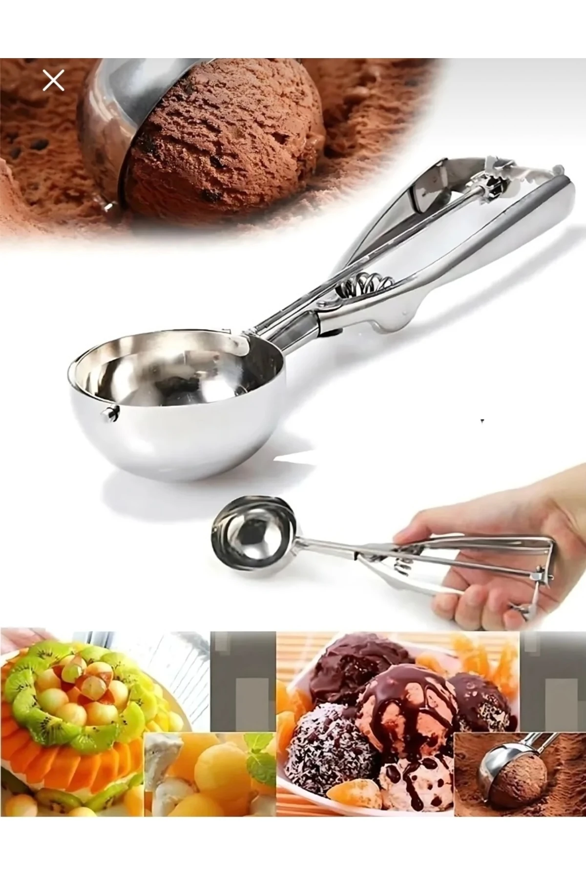 Çelik Paslanmaz Dondurma Kurabiye Helva Sunum Kaşığı